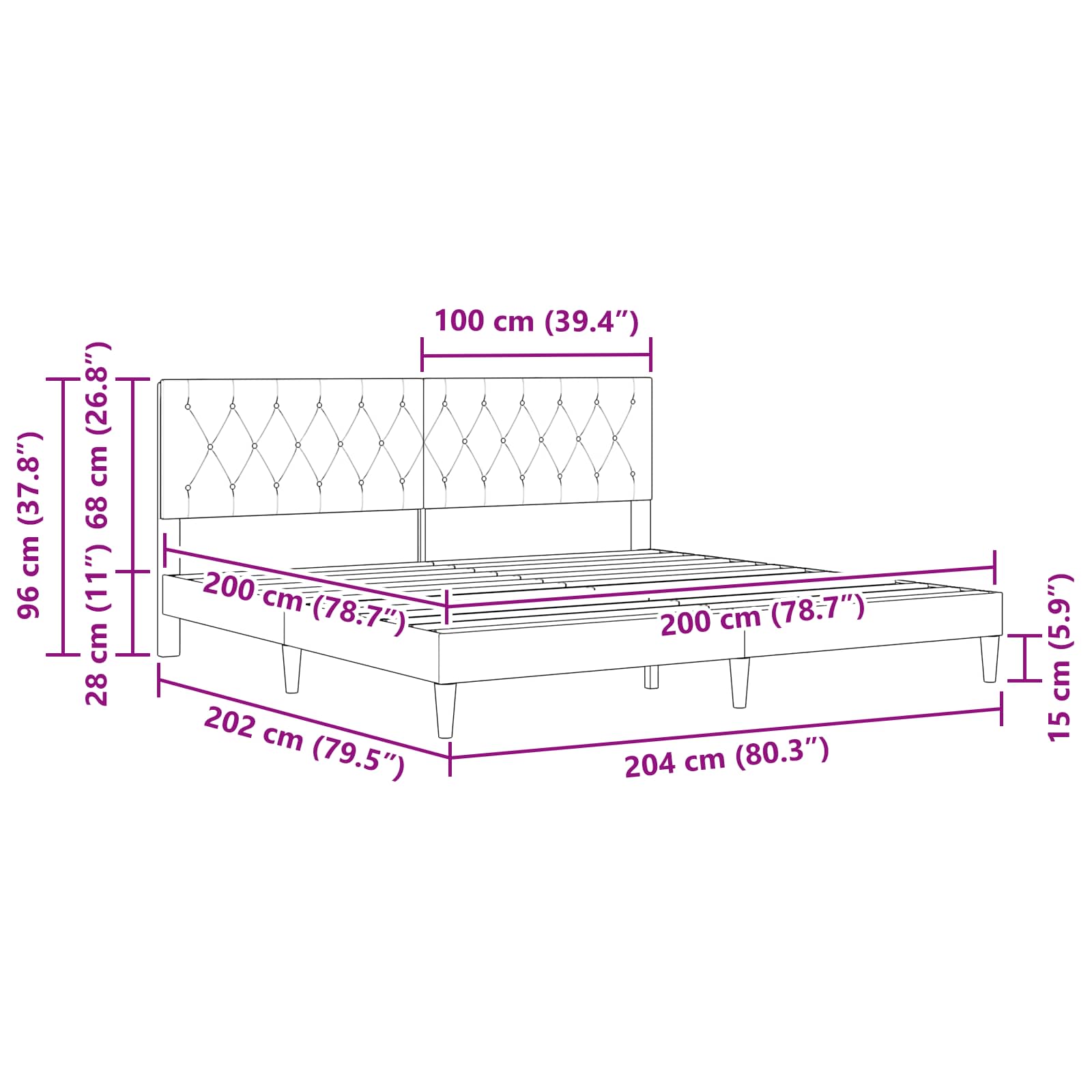 Krevetna konstrukcija s uzglavljem Plava 200 x 200 cm Baršun