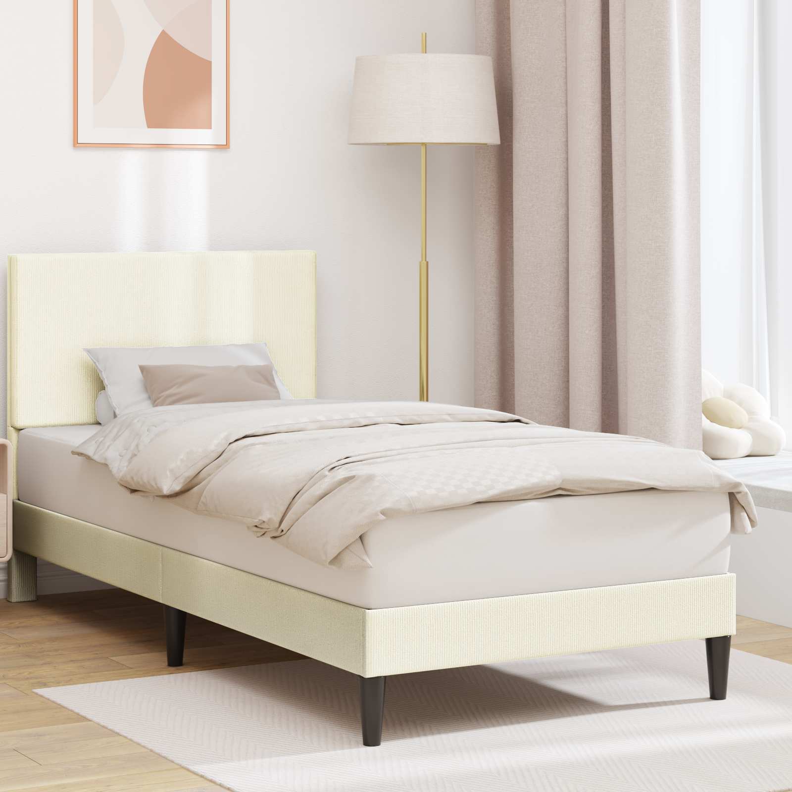 Krevetna konstrukcija Krem 90 x 200 cm Kordura tekstil