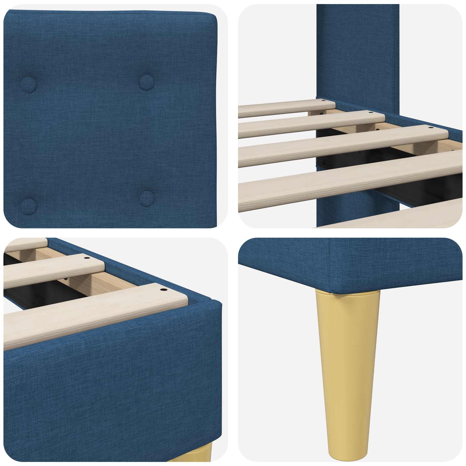 Krevetna konstrukcija s uzglavljem Plava 180 x 200 cm Tkanina