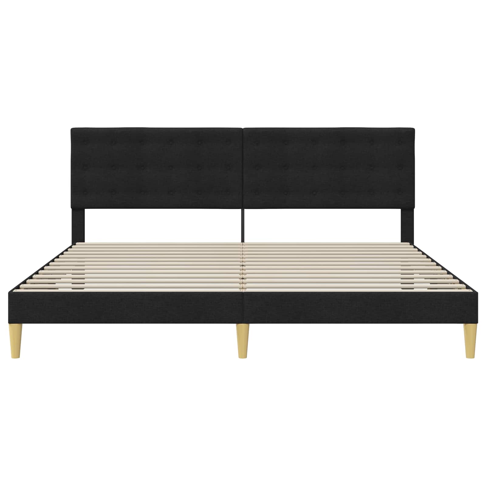Krevetna konstrukcija s uzglavljem Crna 200 x 200 cm Tkanina