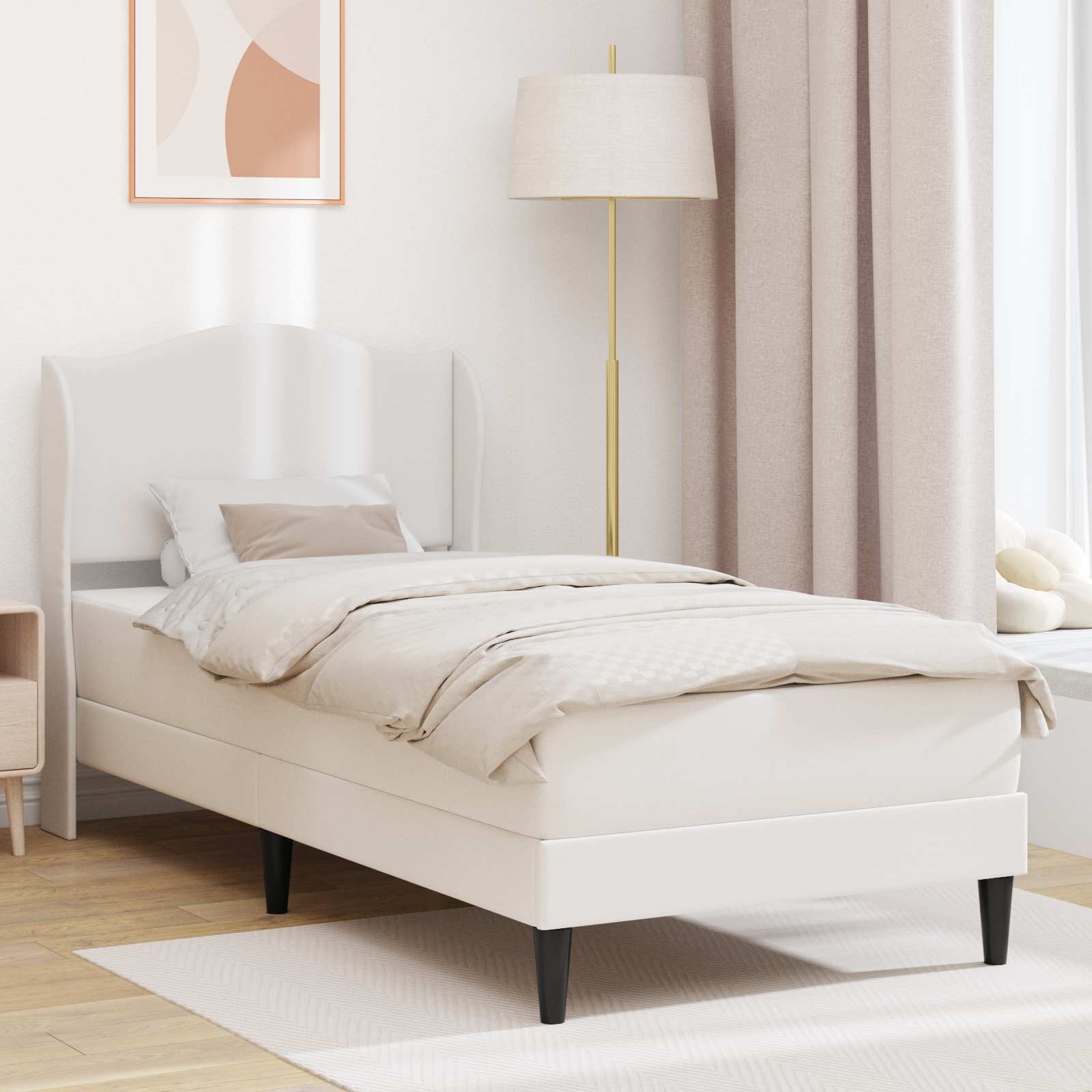 Krevetna konstrukcija Bijela 90 x 200 cm Umjetna koža