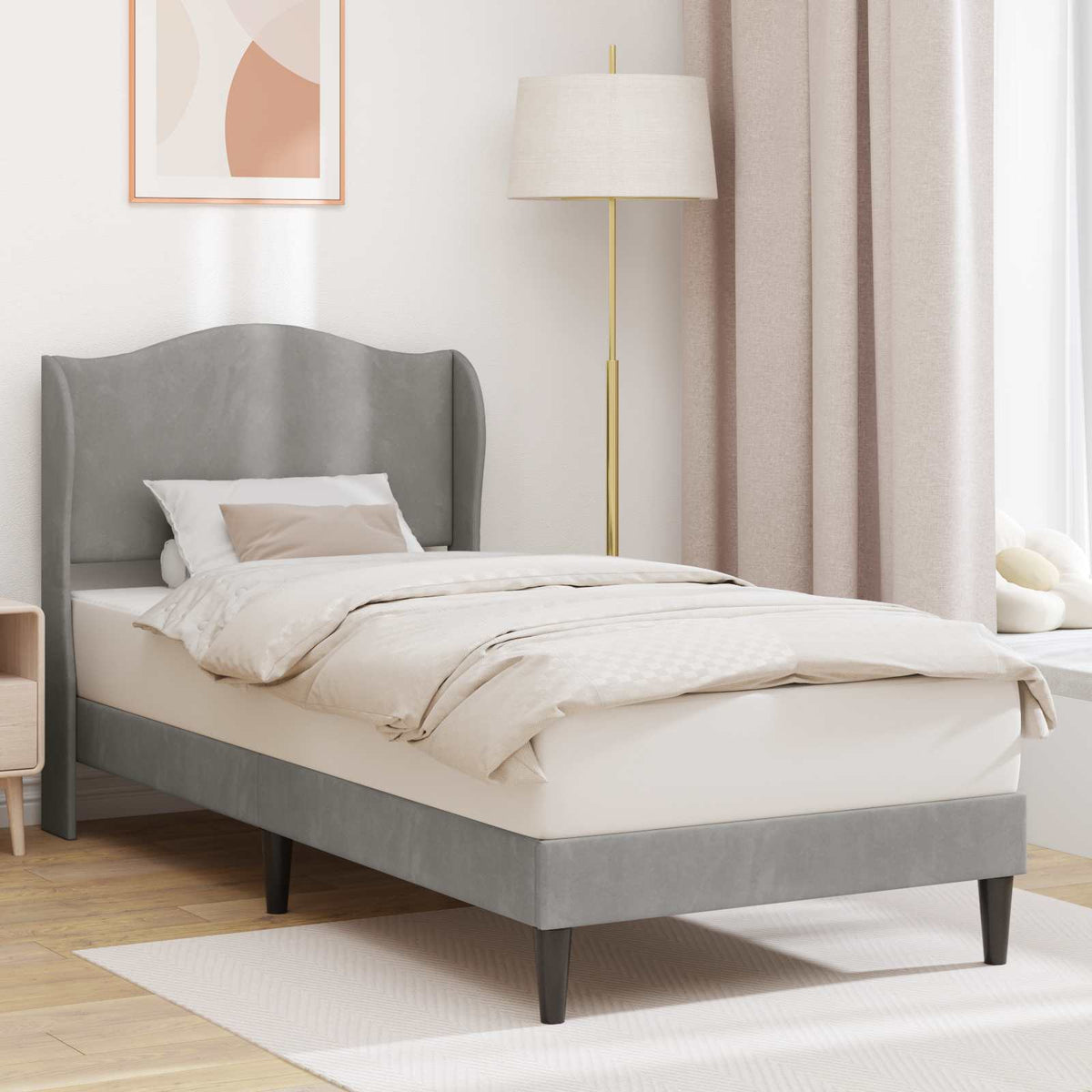 Krevetna konstrukcija Svjetlosiva 80 x 200 cm Baršun