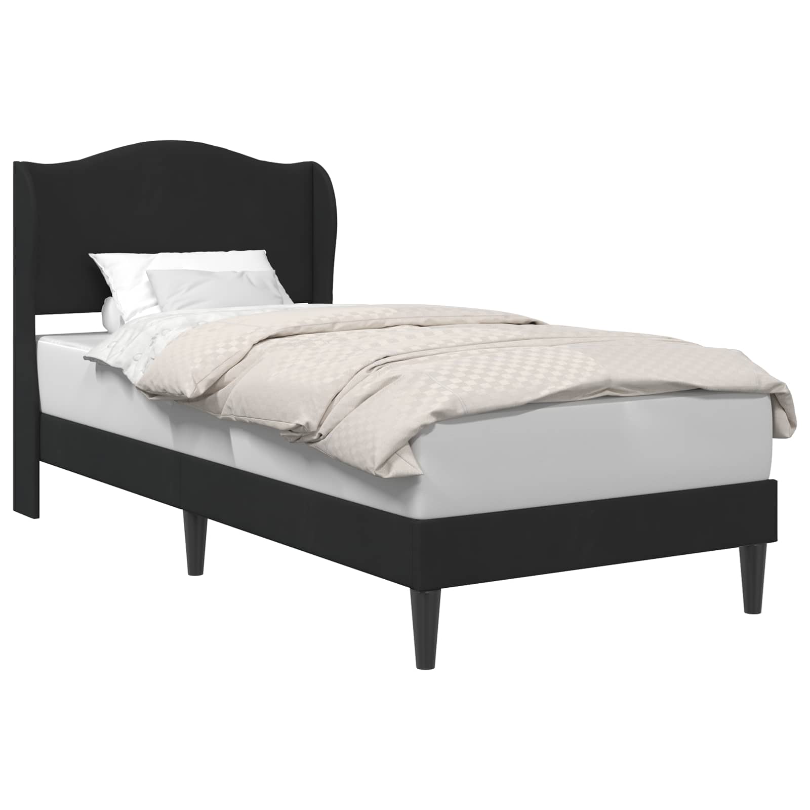 Krevetna konstrukcija s uzglavljem Crna 90 x 190 cm Baršun