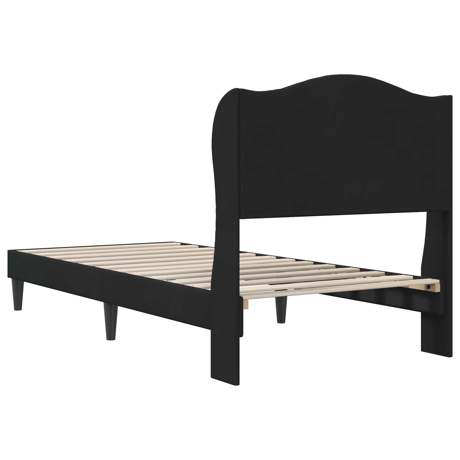 Krevetna konstrukcija s uzglavljem Crna 90 x 190 cm Baršun