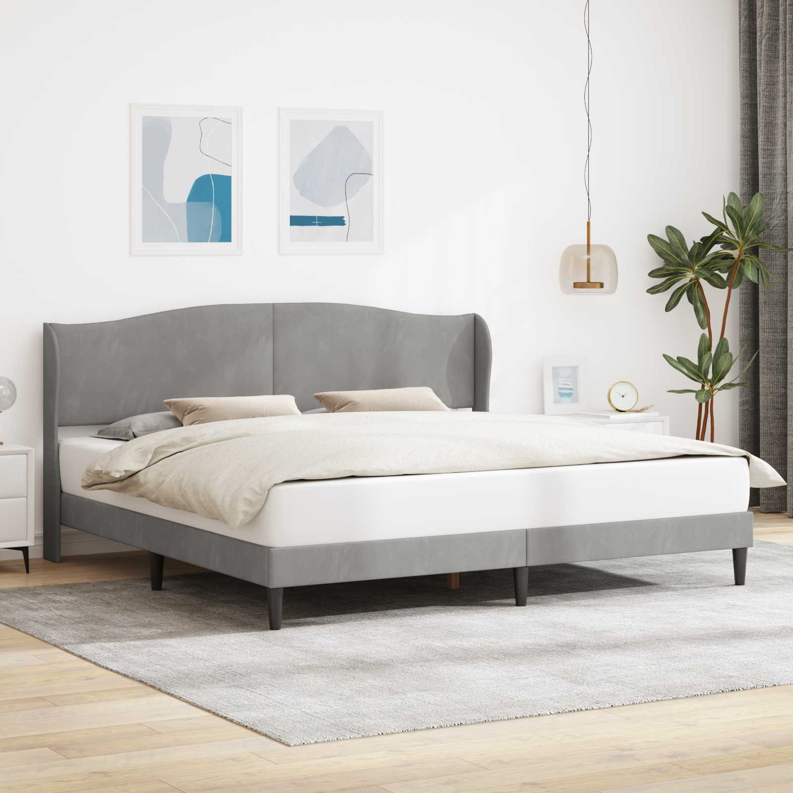 Krevetna konstrukcija Svjetlosiva 200 x 200 cm Baršun