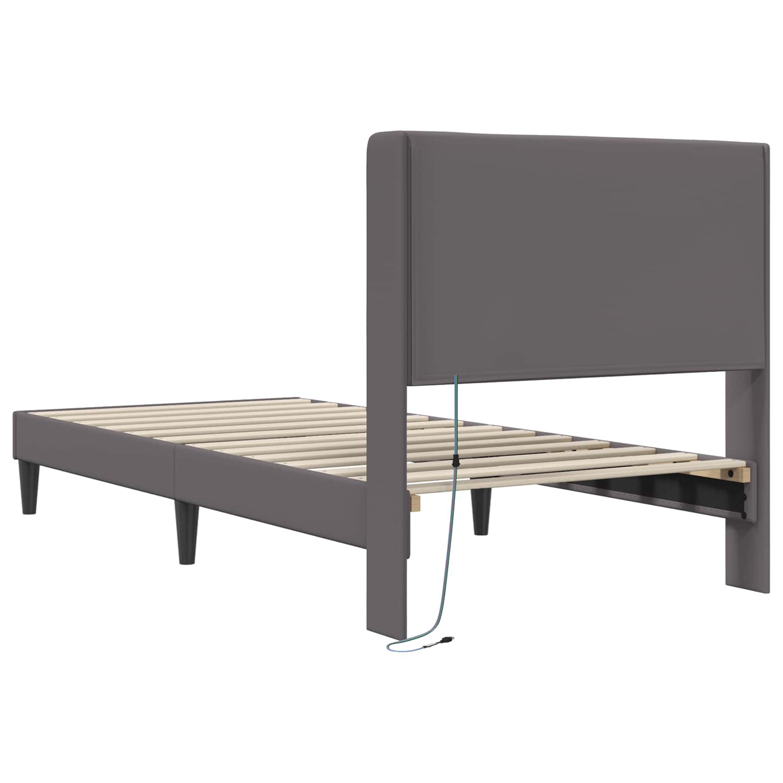 Krevetna konstrukcija Siva 90 x 200 cm Umjetna koža