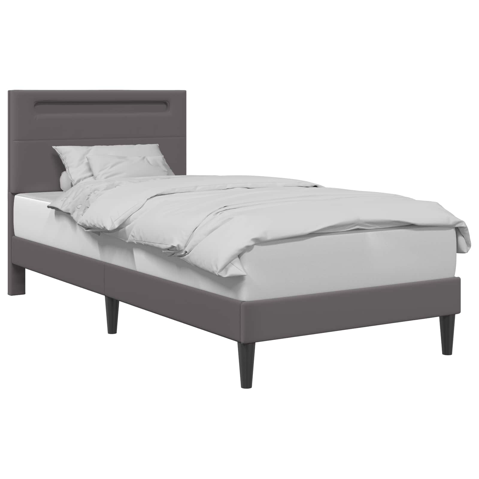 Krevetna konstrukcija Siva 90 x 190 cm Umjetna koža