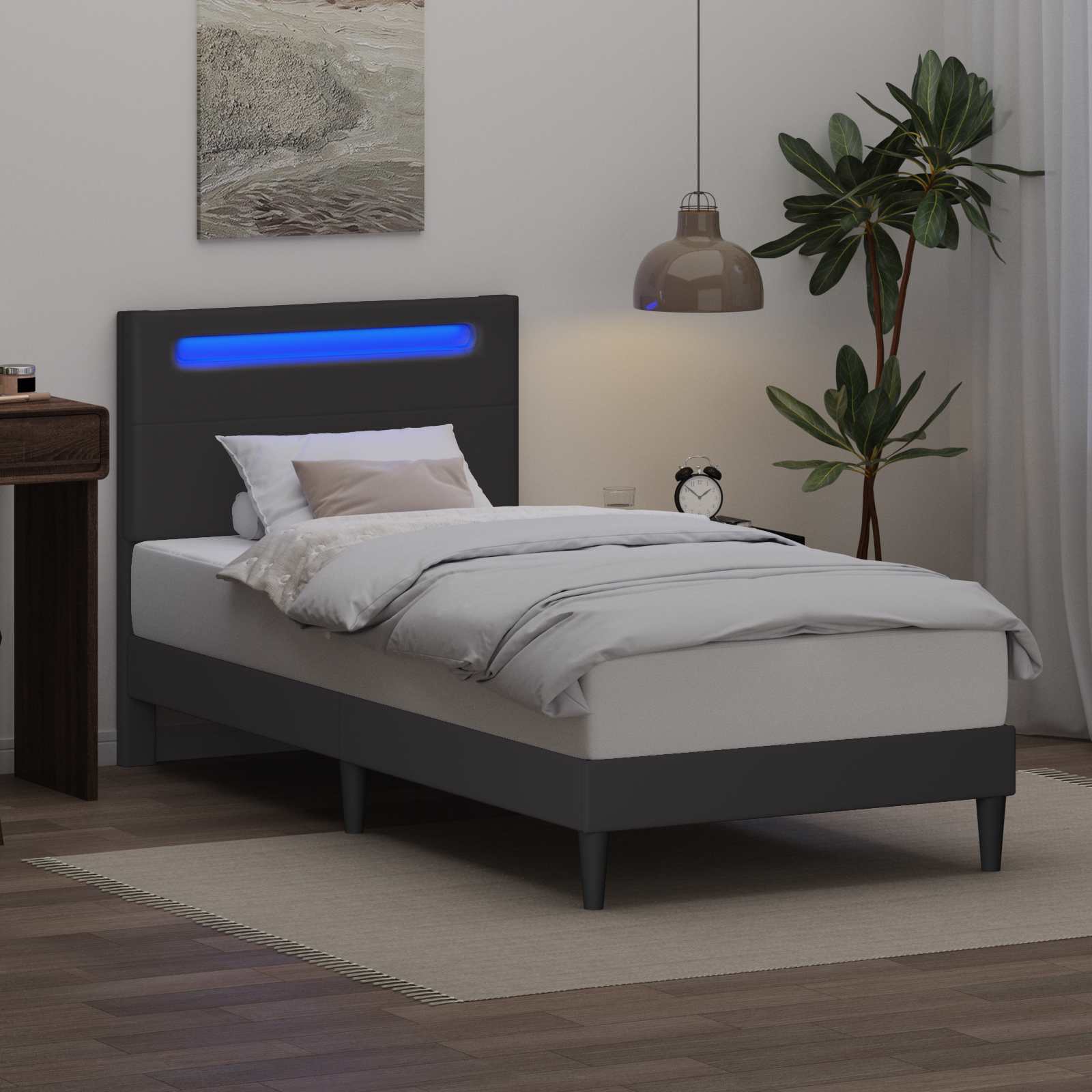 Krevetna konstrukcija Siva 90 x 200 cm Umjetna koža