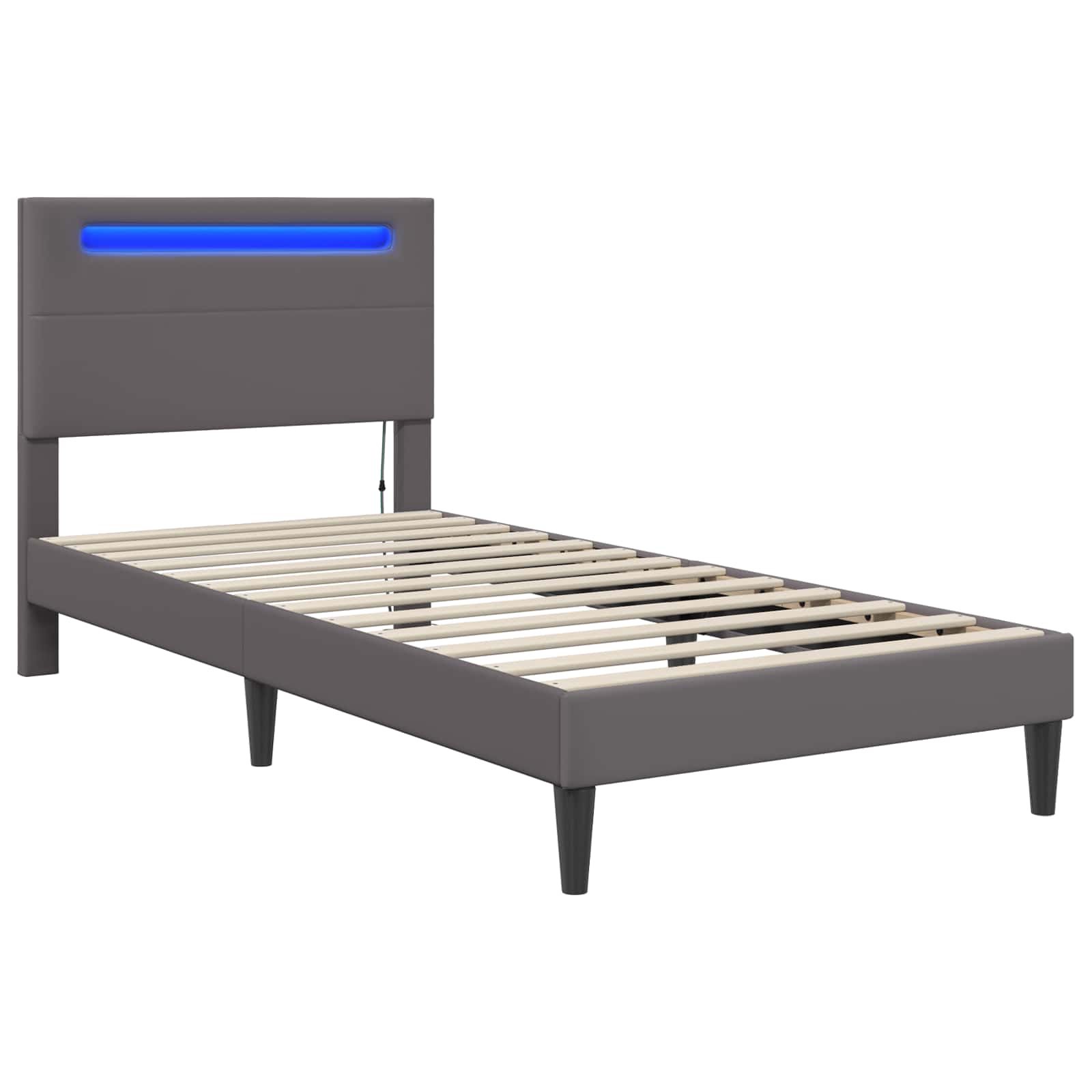 Krevetna konstrukcija Siva 90 x 200 cm Umjetna koža