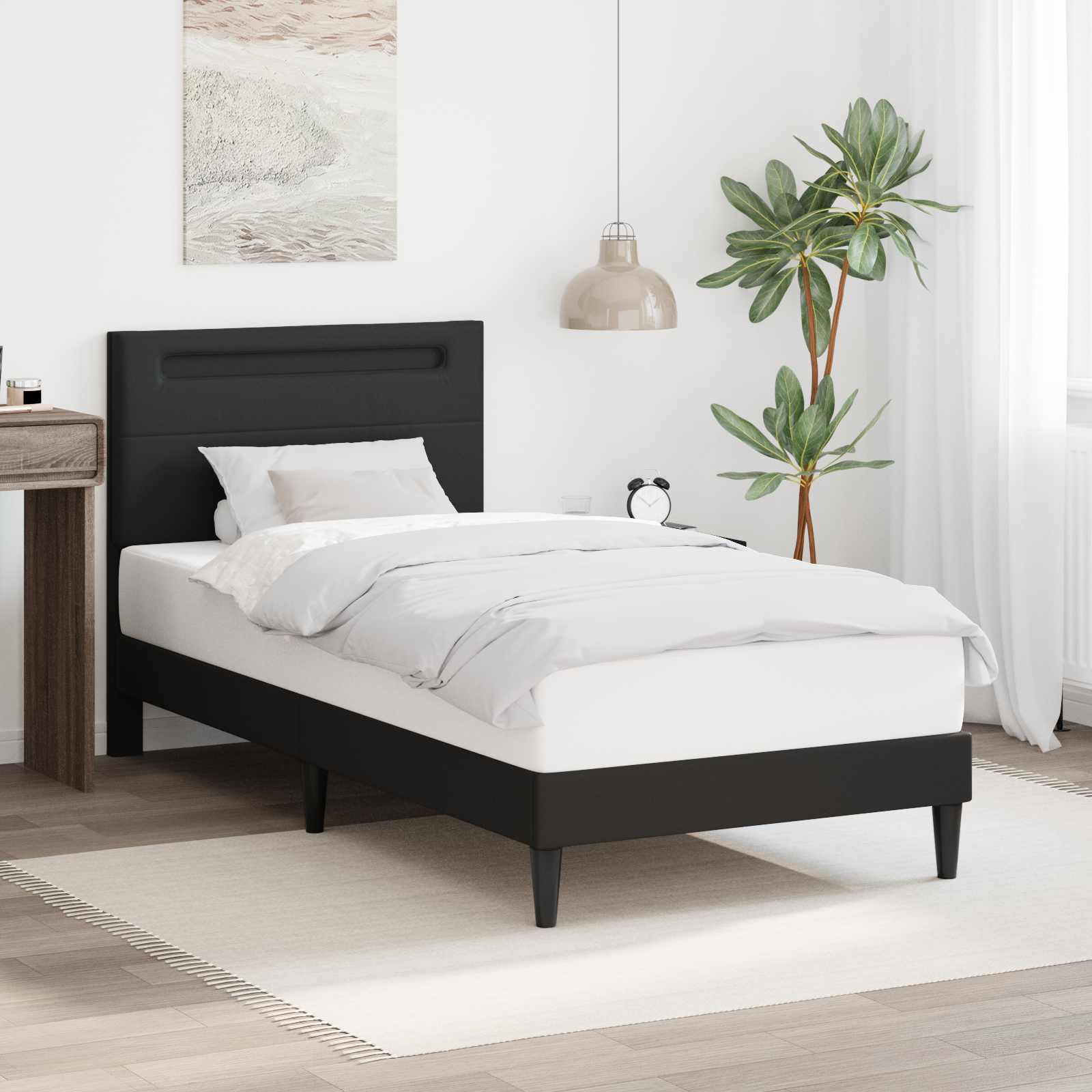 Krevetna konstrukcija Crna 90 x 200 cm Umjetna koža
