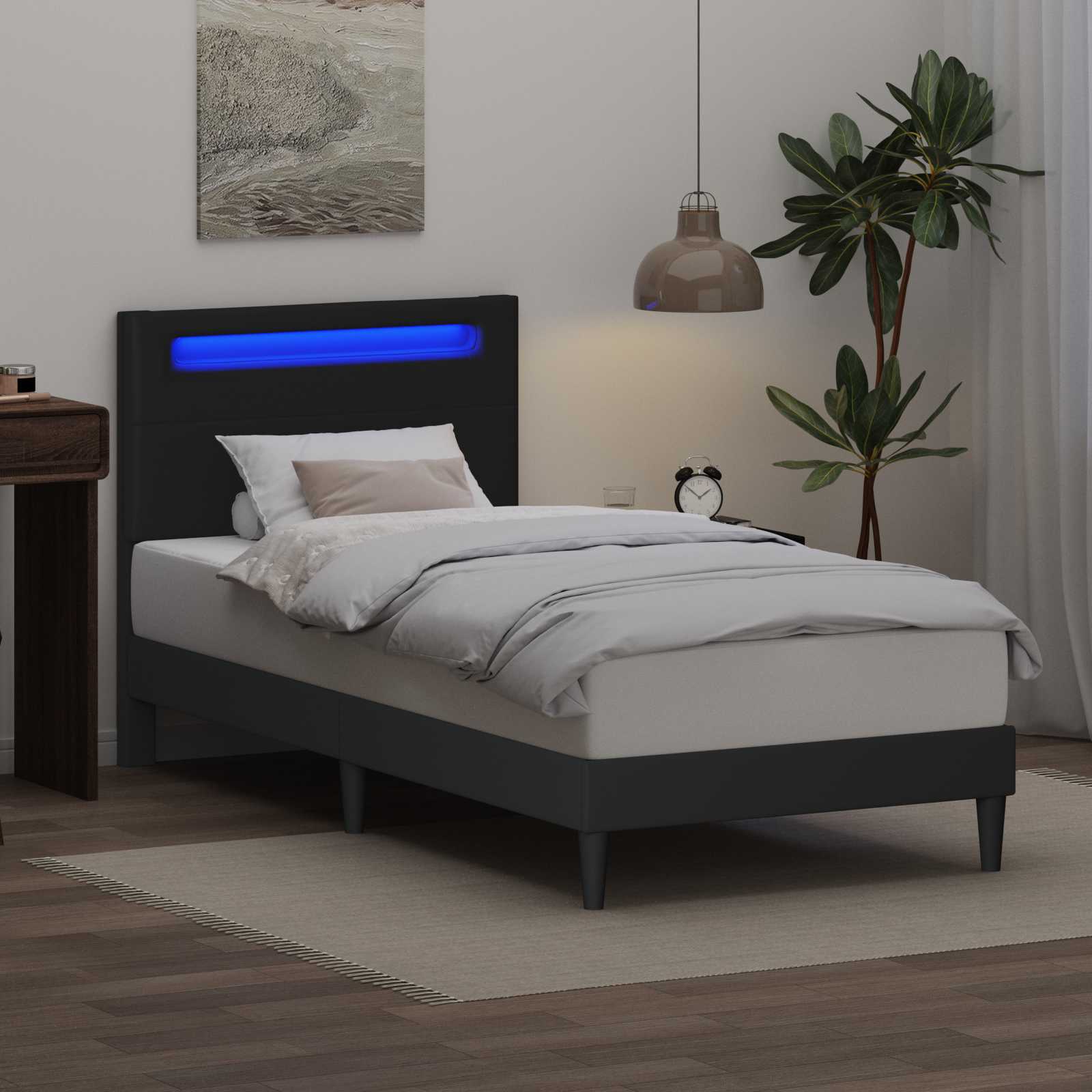 Krevetna konstrukcija Crna 100 x 200 cm Umjetna koža