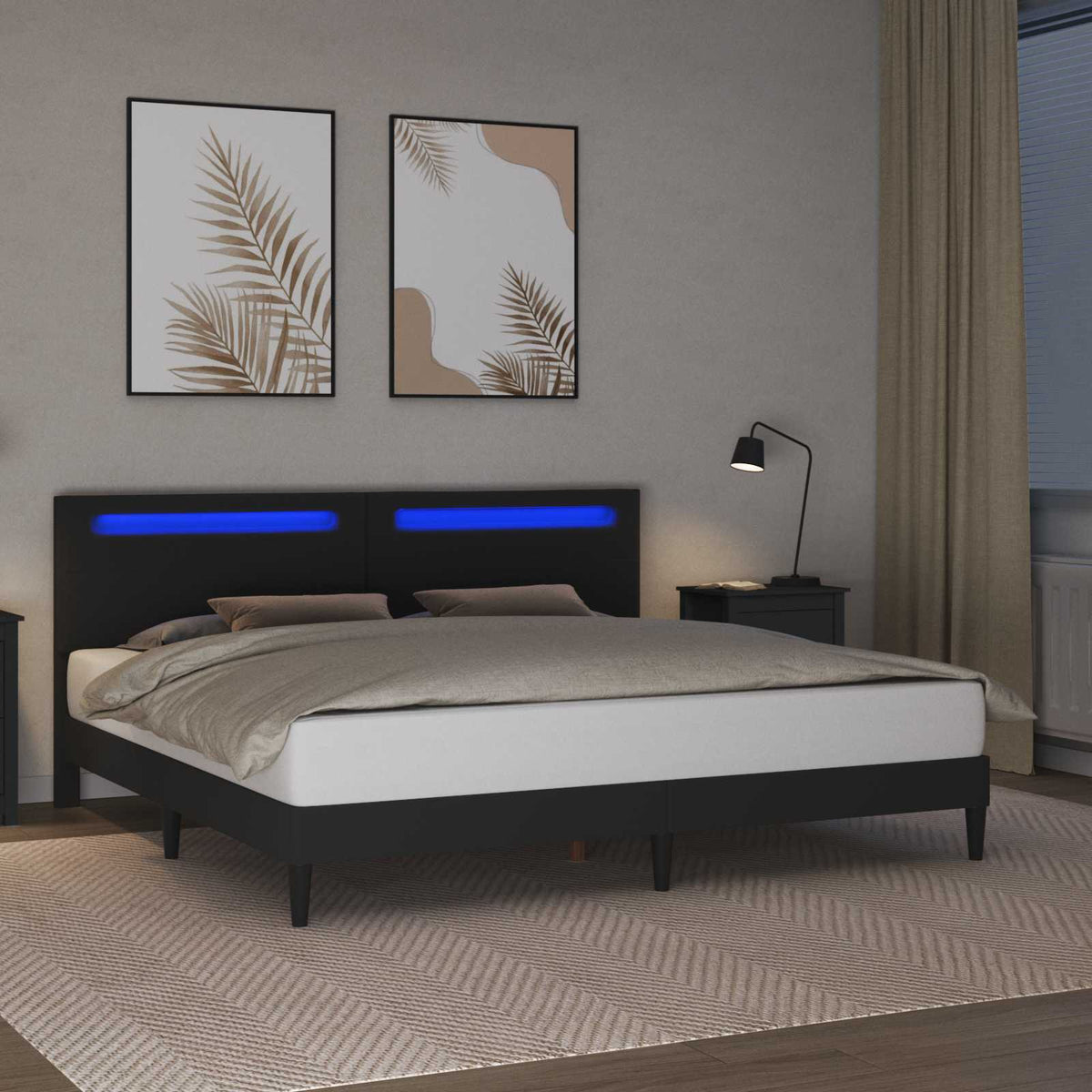 Krevetna konstrukcija Crna 200 x 200 cm Umjetna koža