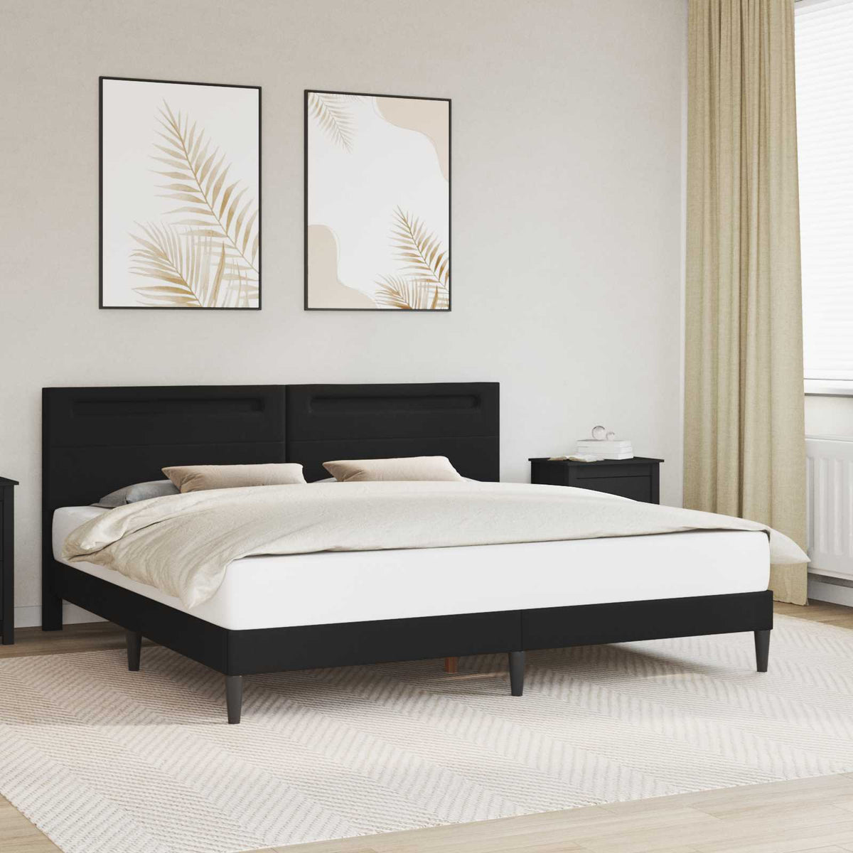 Krevetna konstrukcija Crna 200 x 200 cm Umjetna koža