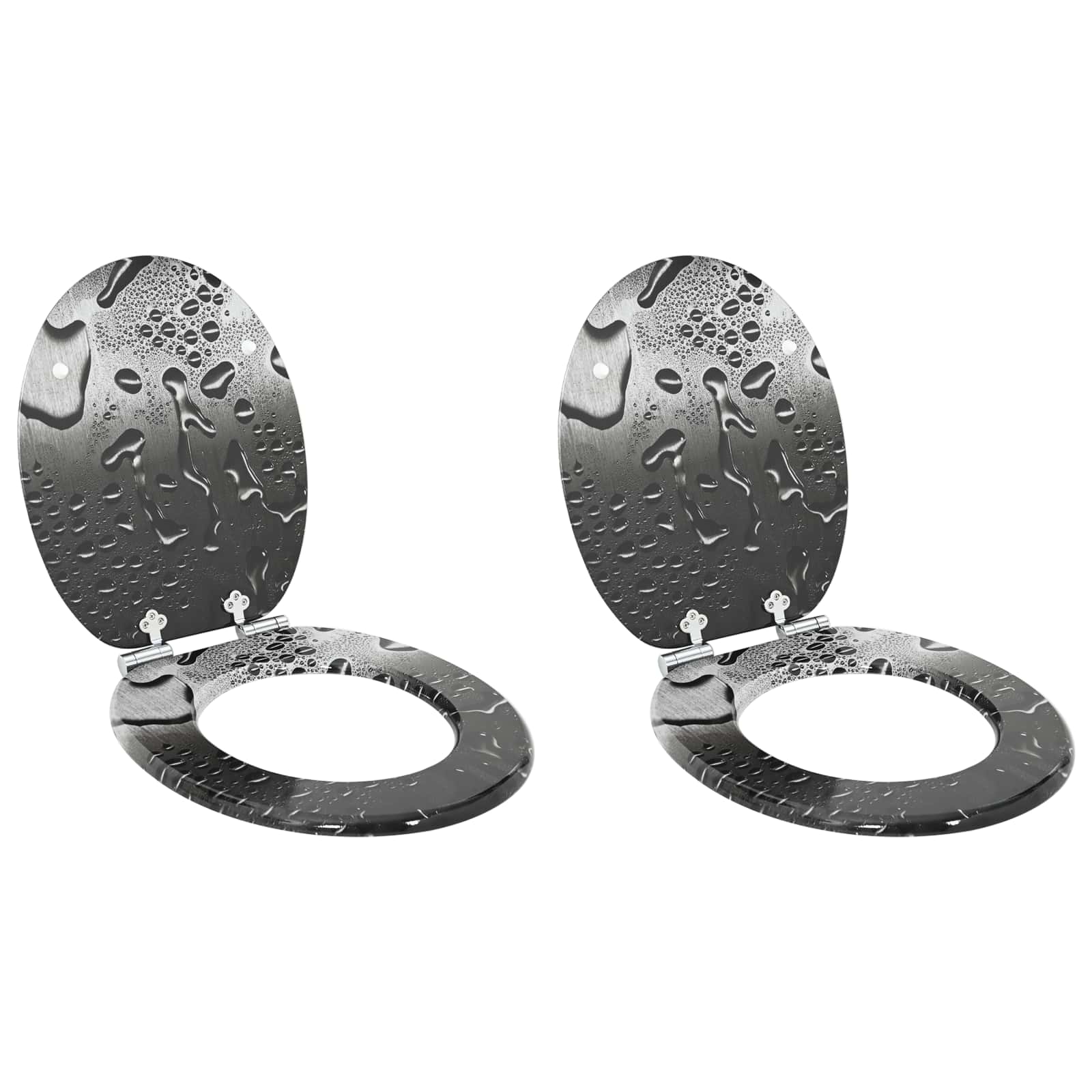 Toaletna sjedala s mekim zatvaranjem 2 pcs Sivi 44 x 38 cm