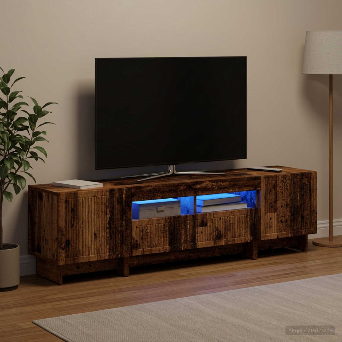 3-dijelni LED TV kabinet EDE Staro drvo Konstruirano drvo