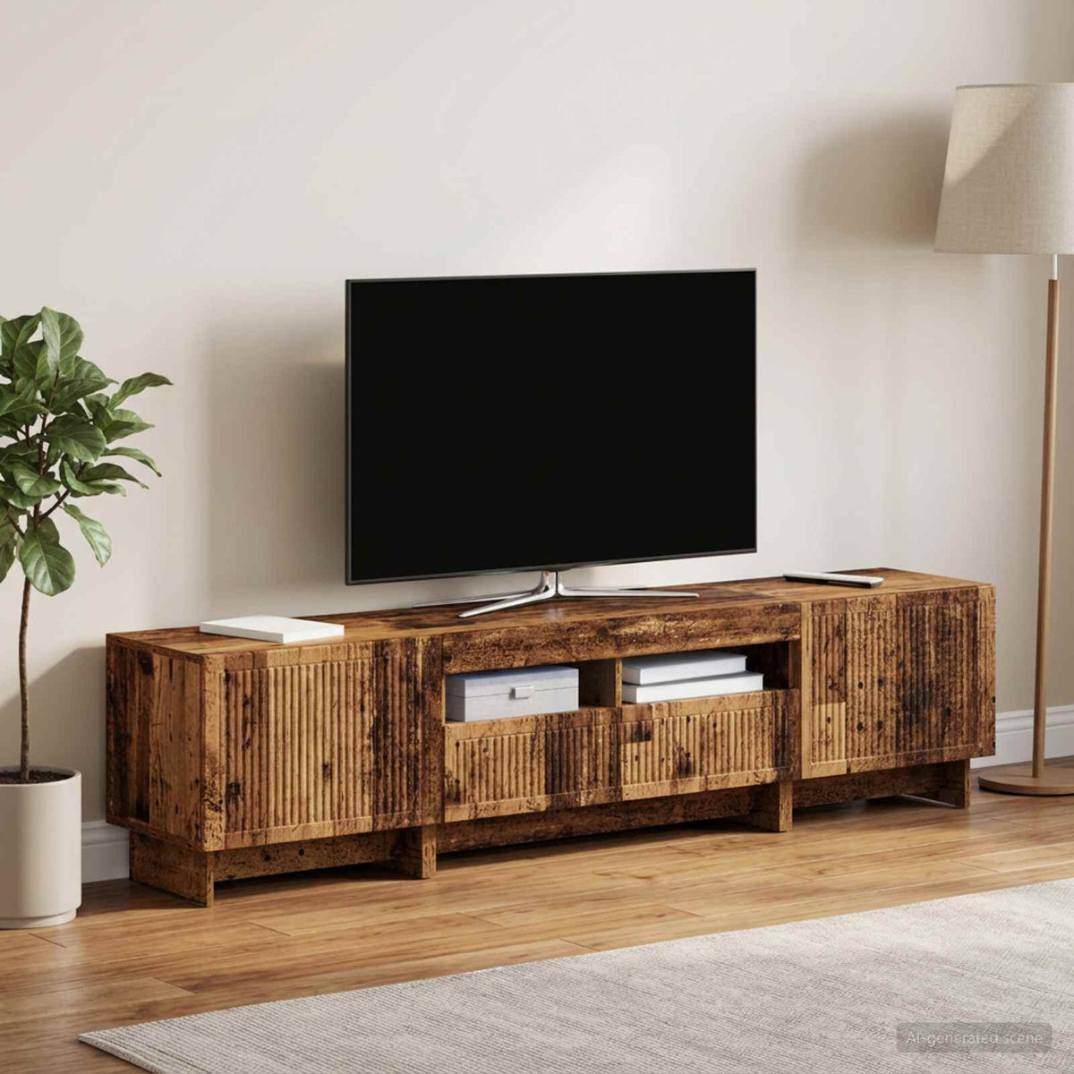 3-dijelni LED TV kabinet EDE Staro drvo Konstruirano drvo