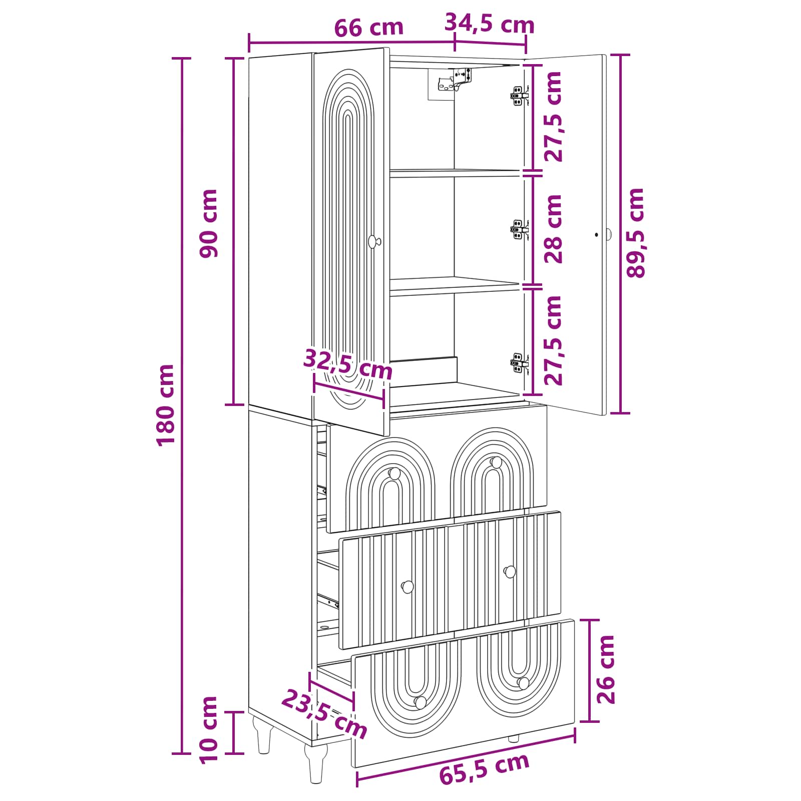 Set ormara 2 pcs Siva Sonoma 66 x 34,5 x 90 cm