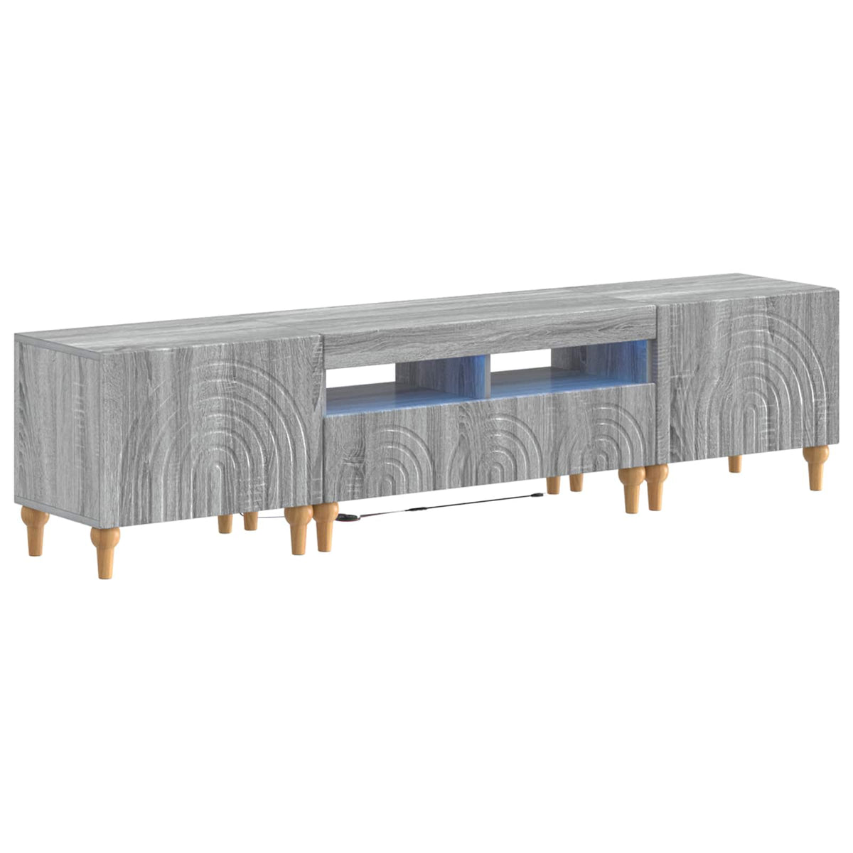 3-dijelni LED TV kabinet Siva Sonoma Konstruirano drvo