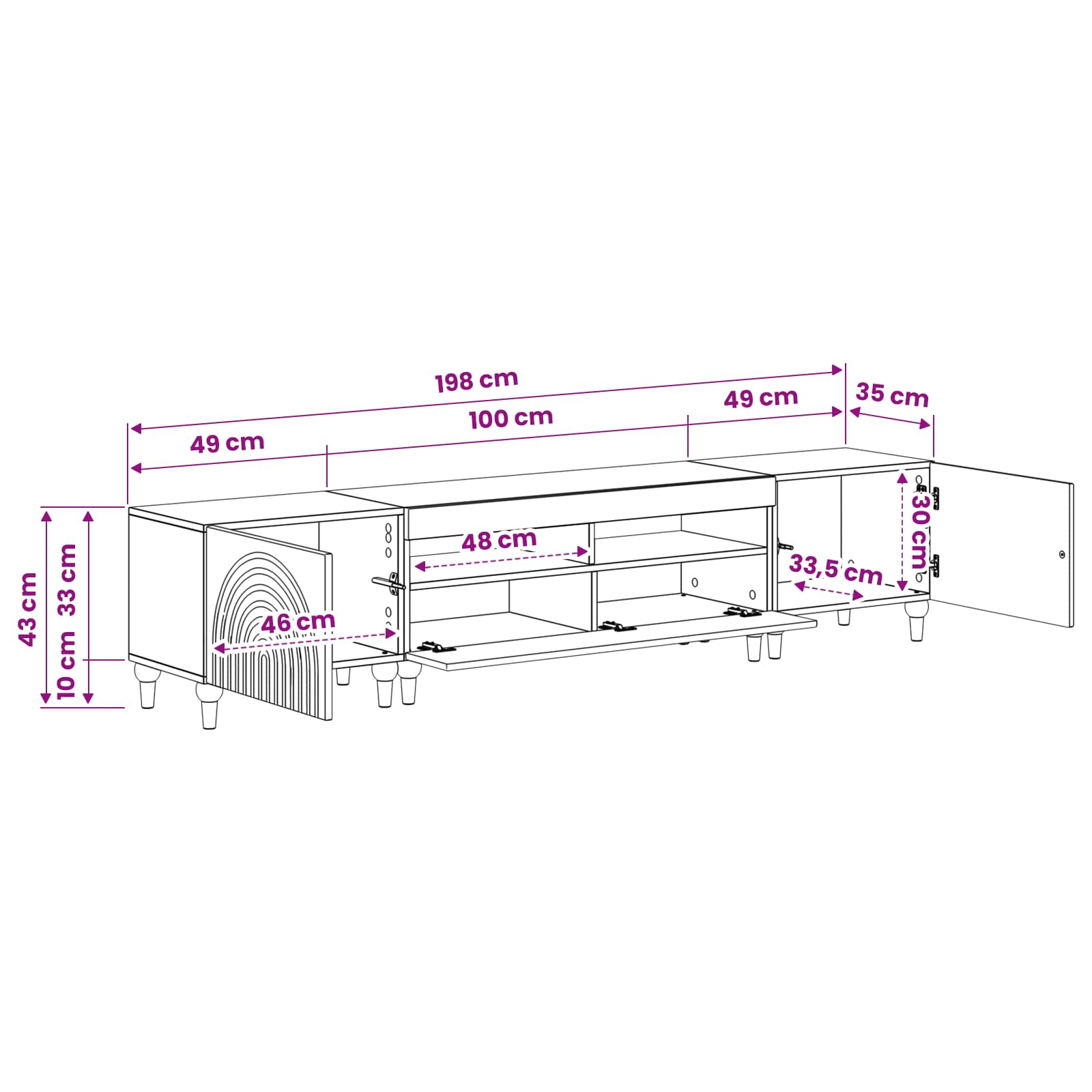 3-dijelni LED TV kabinet Hrast artisan Konstruirano drvo