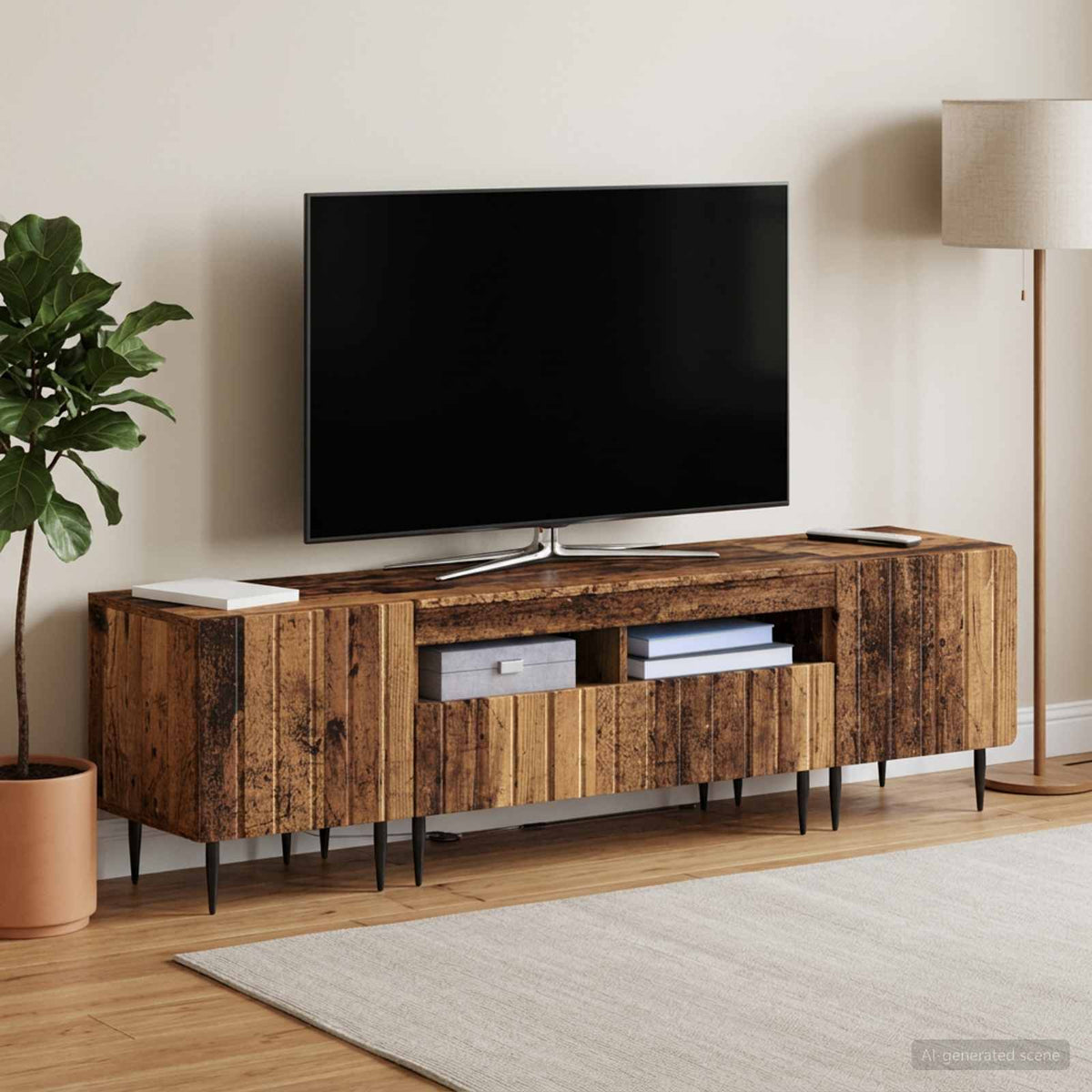 3-dijelni LED TV kabinet ZWOLLE Staro drvo Konstruirano drvo