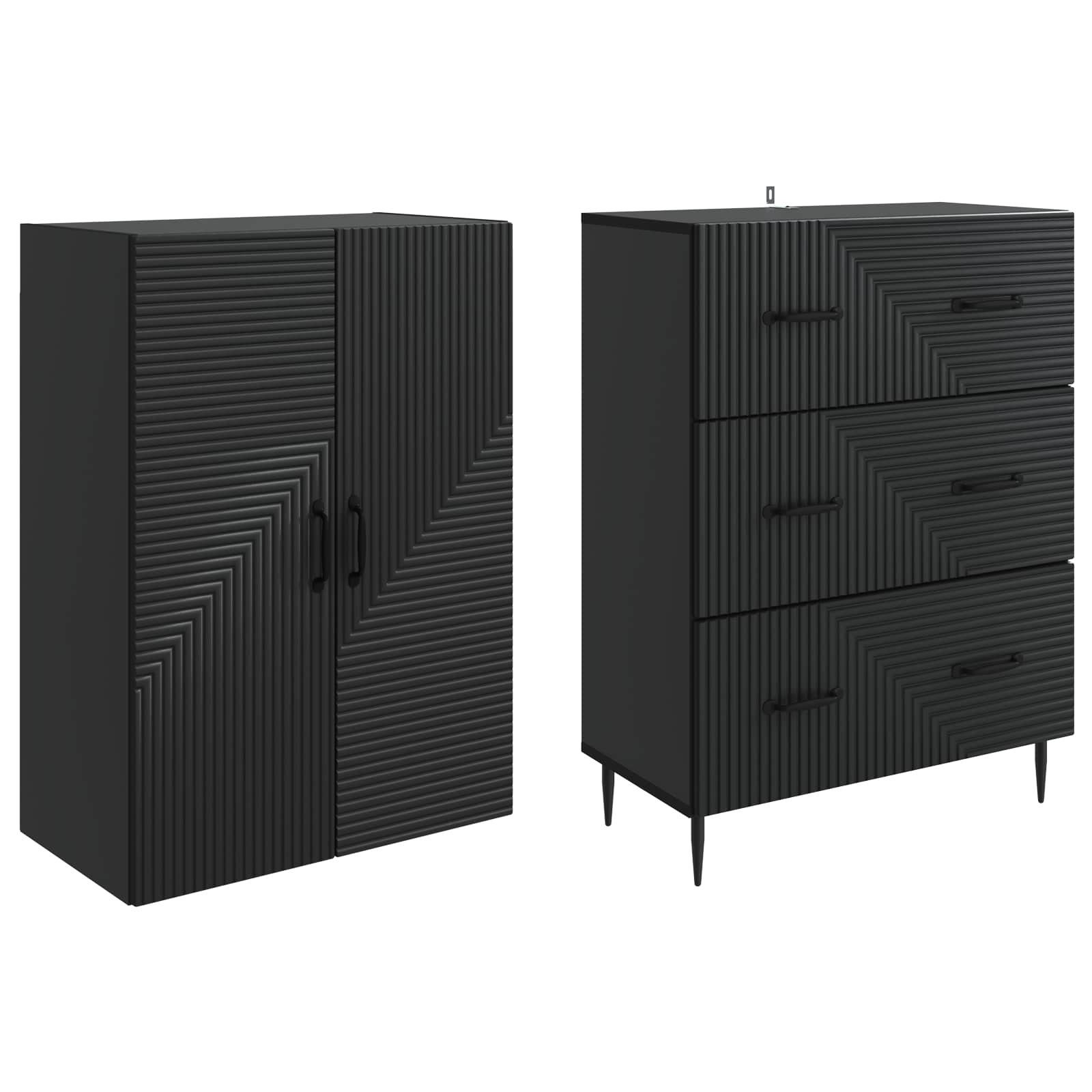 Set ormara 2 pcs Crna 66 x 34,5 x 90 cm Konstruirano drvo