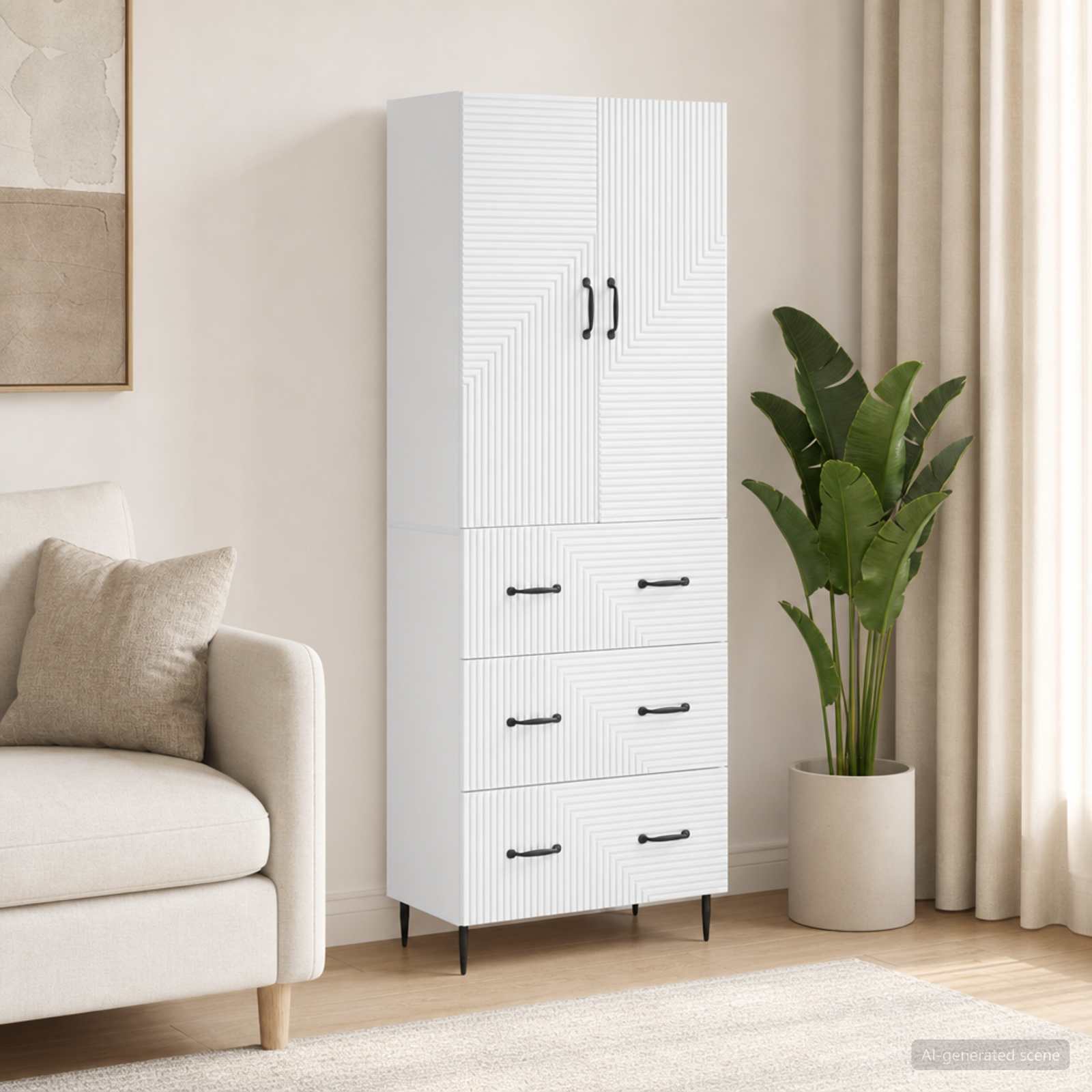 Set ormara 2 pcs Bijela visokog sjaja 66 x 34,5 x 90 cm