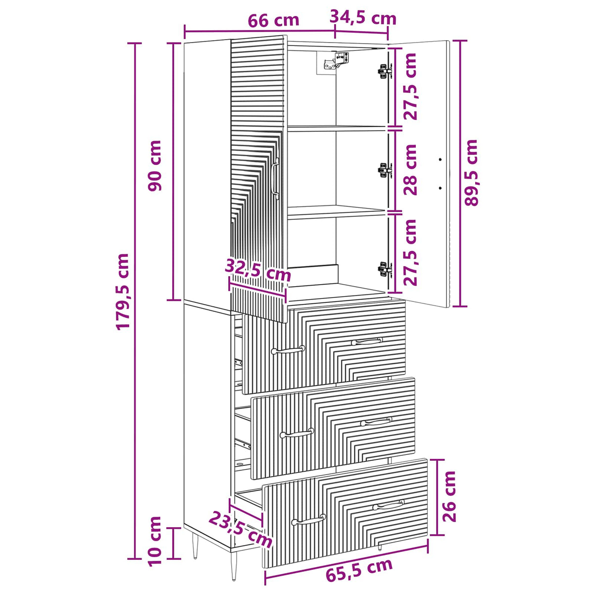 Set ormara 2 kom. 66 x 34,5 x 90 cm Konstruirano drvo