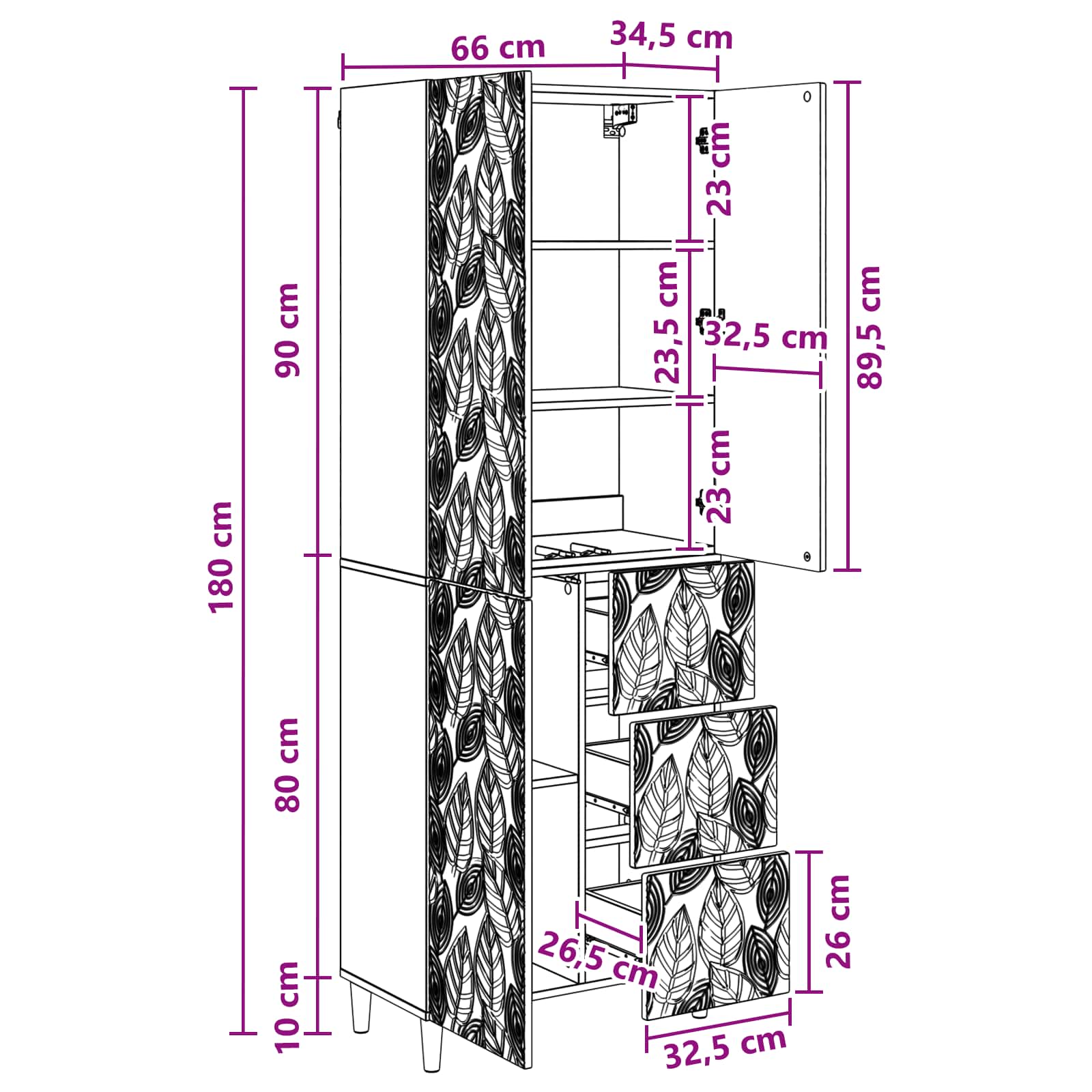 2 pcs Hrast sonoma