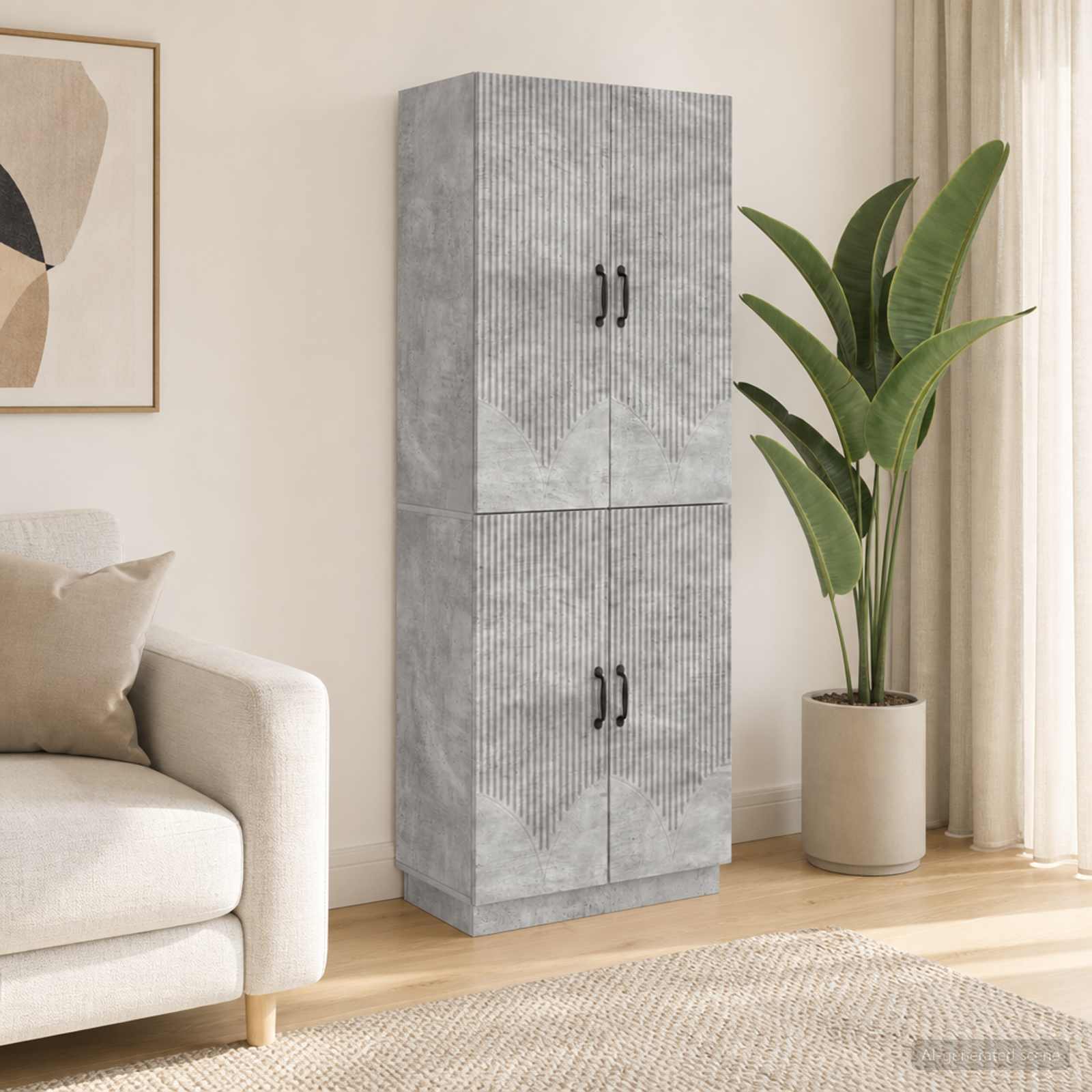 Set ormara 2 pcs Betonska siva Konstruirano drvo