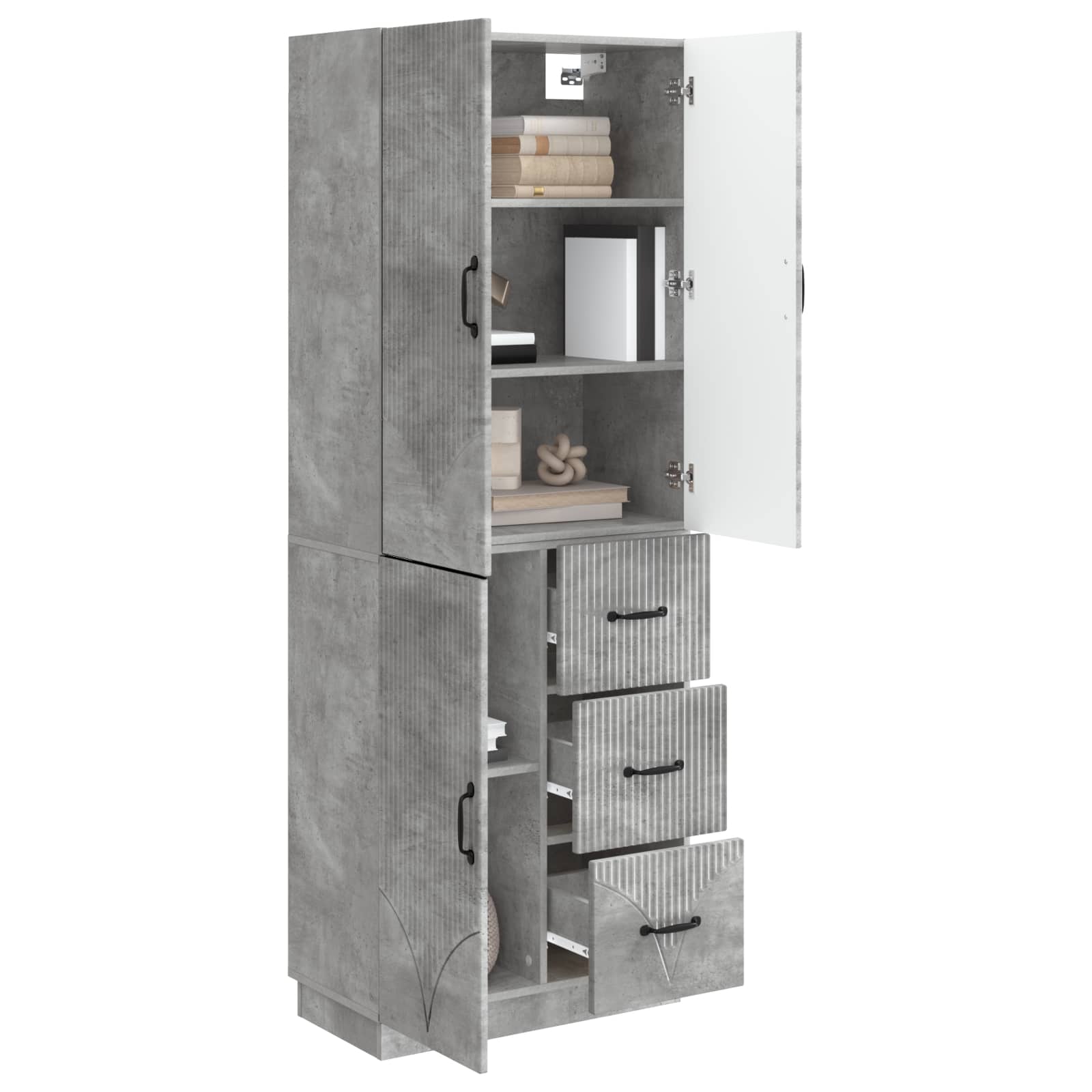Set ormara 2 pcs Betonska siva Konstruirano drvo