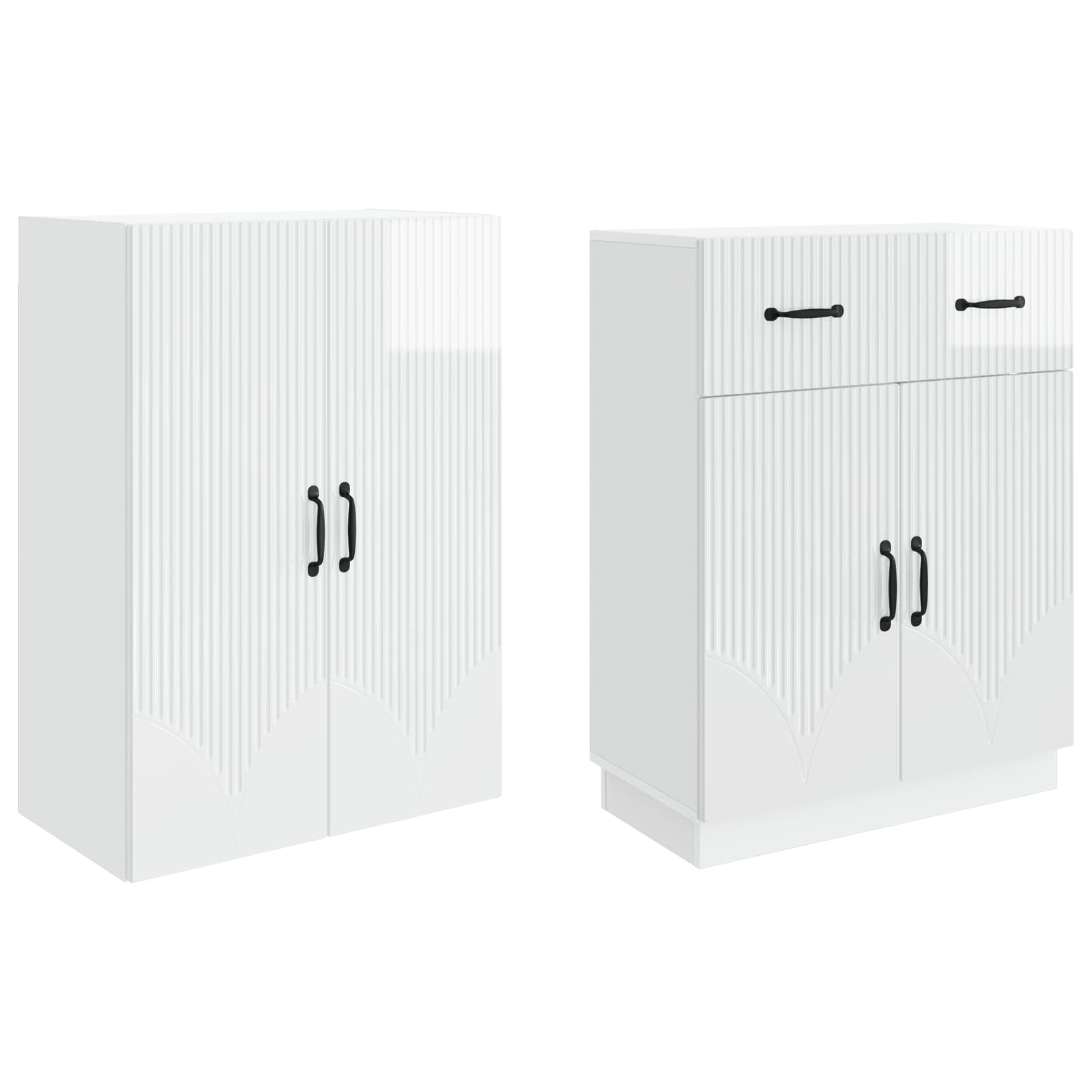 Set ormara 2 pcs Bijela visokog sjaja Konstruirano drvo