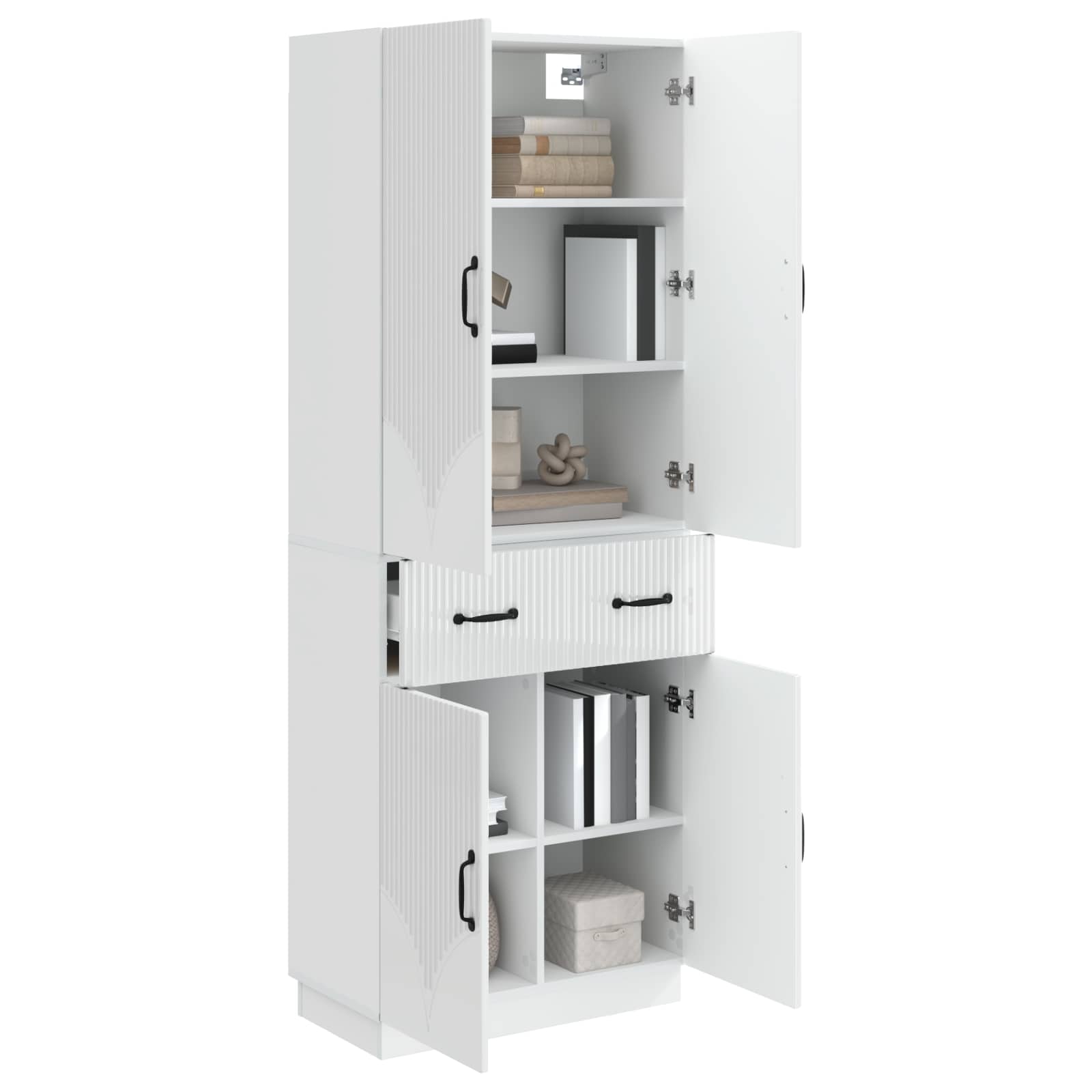 Set ormara 2 pcs Bijela visokog sjaja Konstruirano drvo