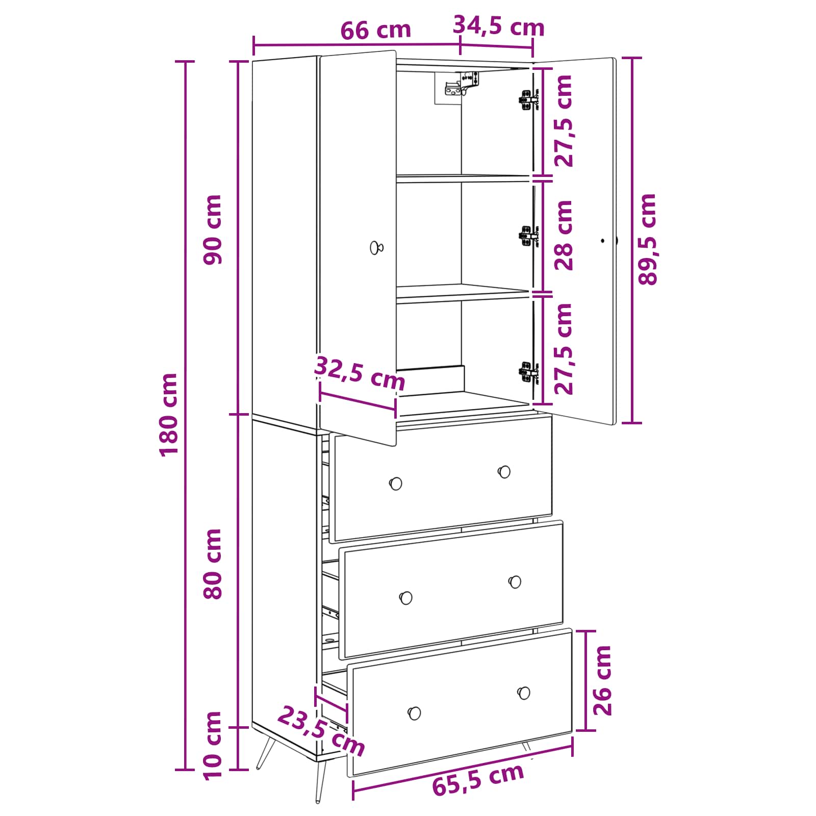 Set ormara 2 pcs Crna 66 x 34,5 x 90 cm Konstruirano drvo