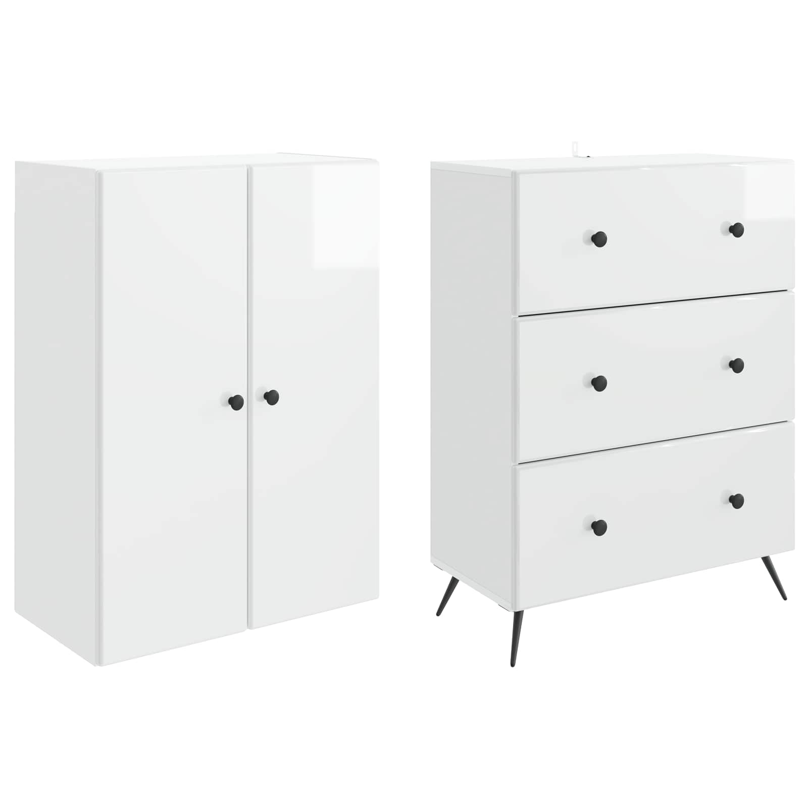 Set ormara 2 pcs Bijela visokog sjaja 66 x 34,5 x 90 cm