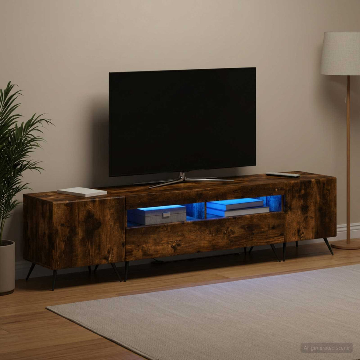 LED TV kabinet BREDA 3 kom. Dimljeni hrast Konstruirano drvo