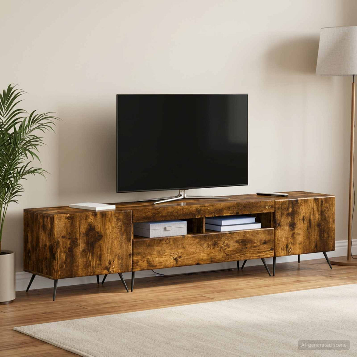 LED TV kabinet BREDA 3 kom. Dimljeni hrast Konstruirano drvo