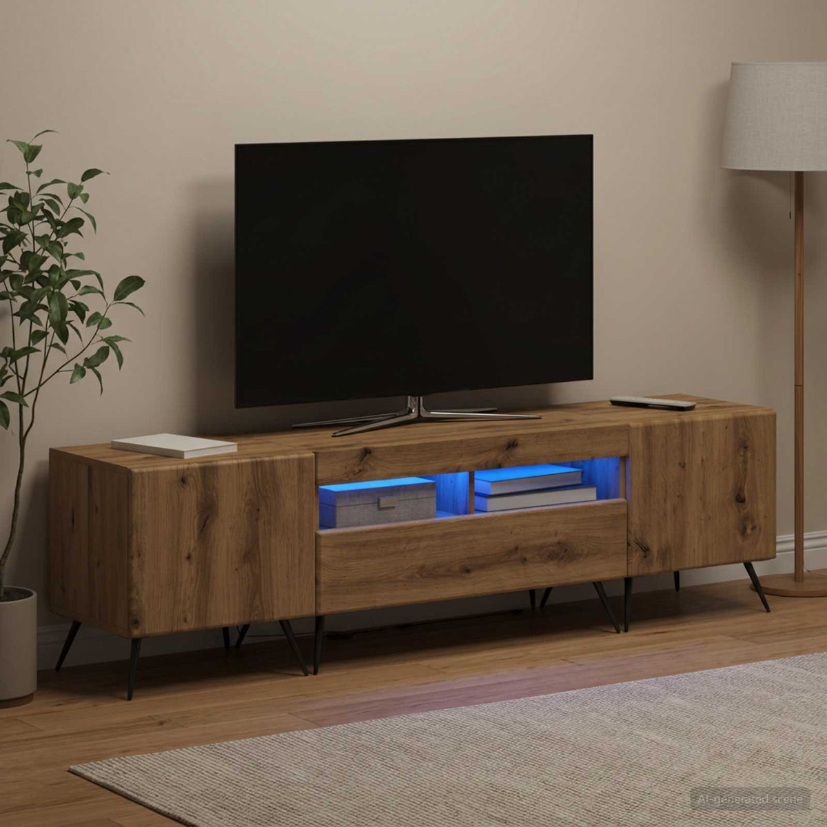 LED TV kabinet BREDA 3 kom. Hrast artisan Konstruirano drvo