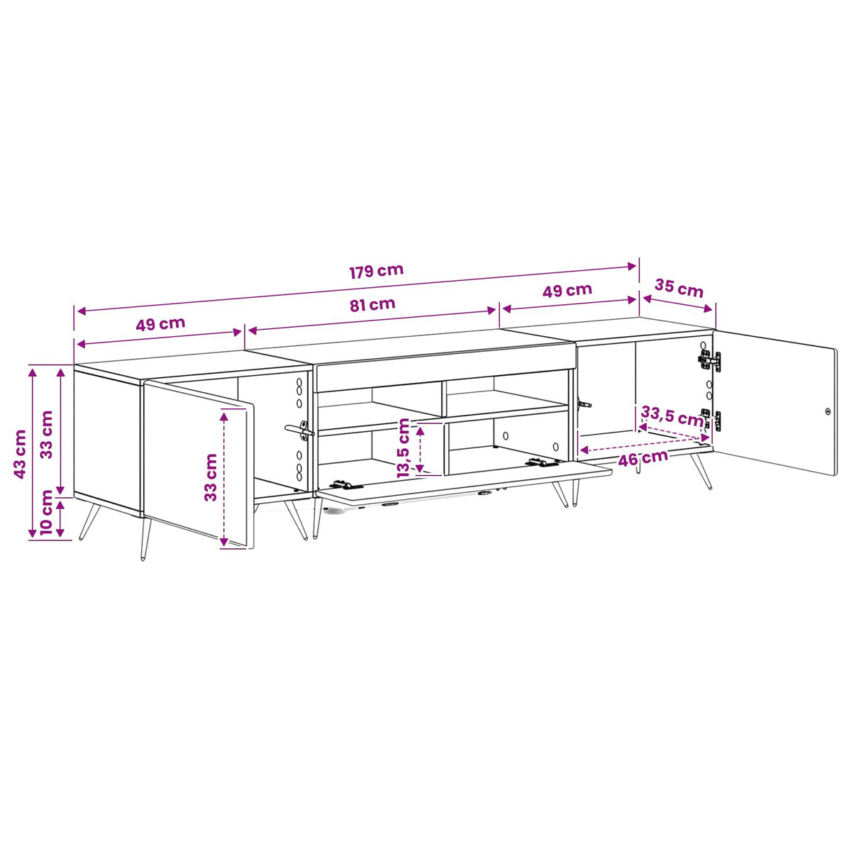 LED TV kabinet BREDA 3 kom. Hrast artisan Konstruirano drvo