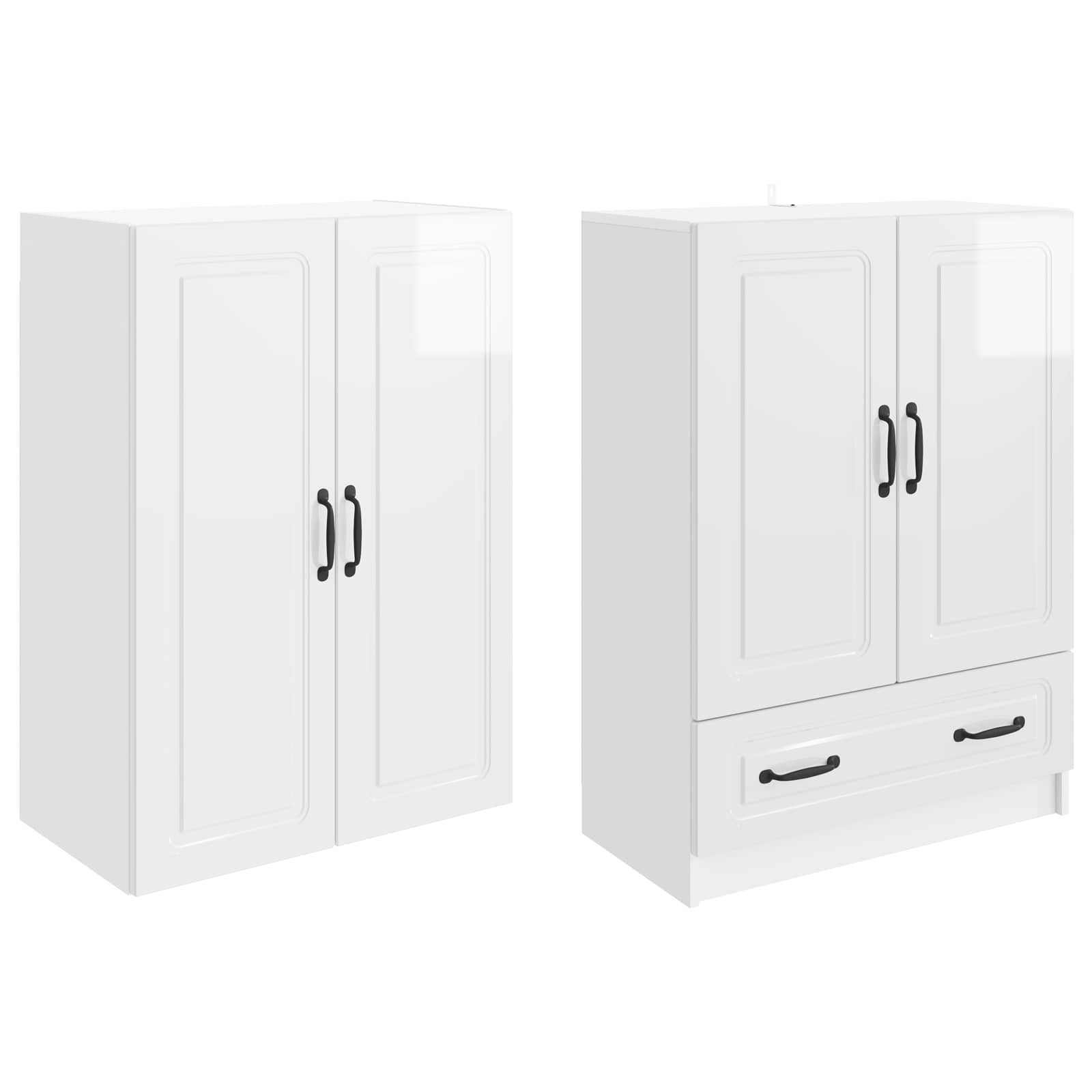 Set ormara 2 pcs Bijela visokog sjaja Konstruirano drvo