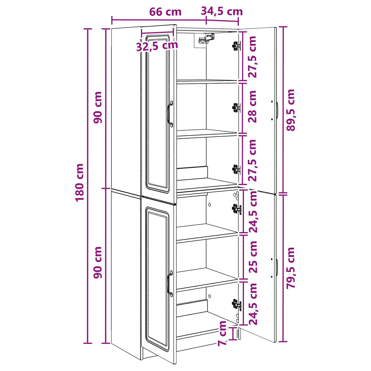 Set ormara 2 kom. Bijela visokog sjaja Konstruirano drvo 66 x 34,5 x 87 cm