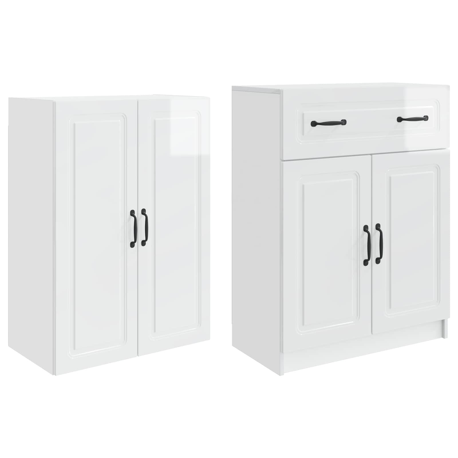 Set ormara 2 pcs Bijela visokog sjaja Konstruirano drvo