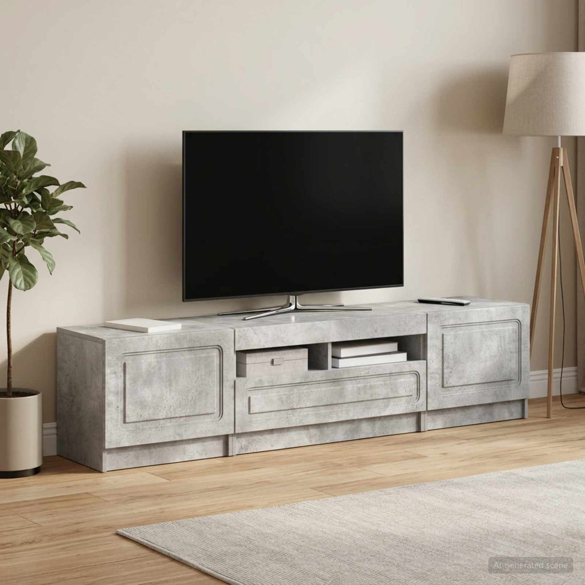 LED TV kabinet UTRECHT 3 kom. Betonska siva Konstruirano drvo 81 x 35 x 40 cm