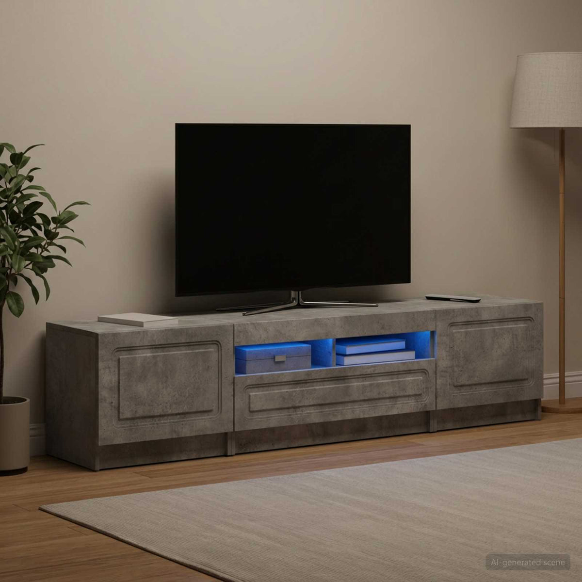 LED TV kabinet UTRECHT 3 kom. Betonska siva Konstruirano drvo 81 x 35 x 40 cm