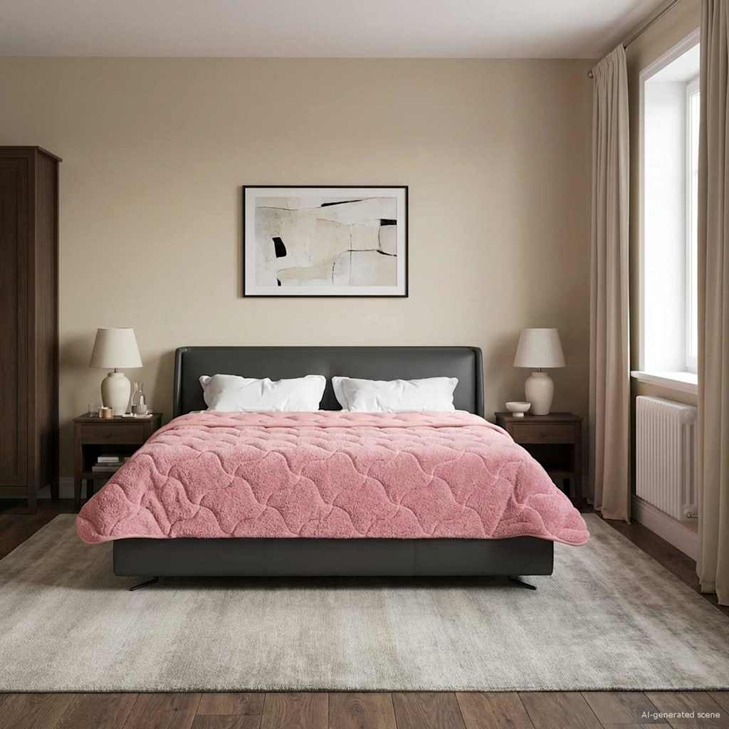 Ljetni pokrivač Ružičasta 240 x 260 cm Mikrofibra i teddy flis