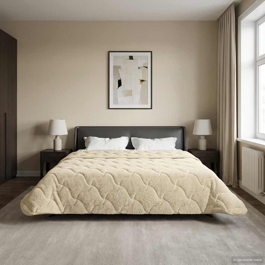 Ljetni pokrivač Krema 200 x 200 cm Mikrofibra i teddy flis