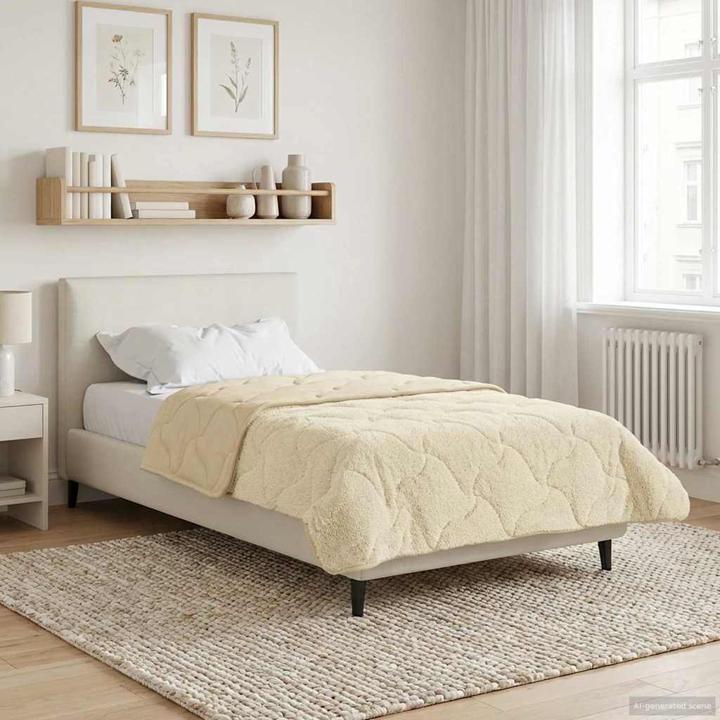 Ljetni pokrivač Krema 135 x 220 cm Mikrofibra i teddy flis