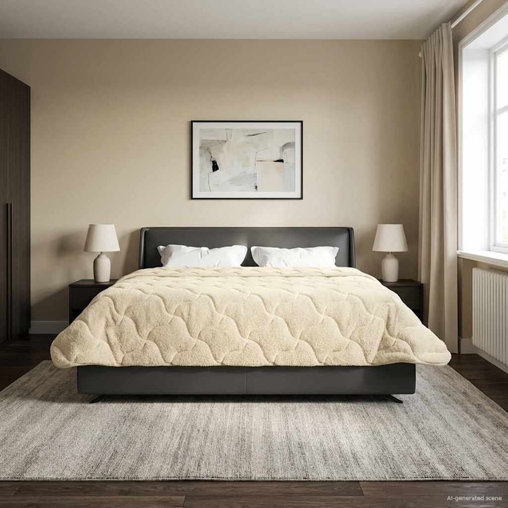 Ljetni pokrivač Krema 240 x 260 cm Mikrofibra i teddy flis