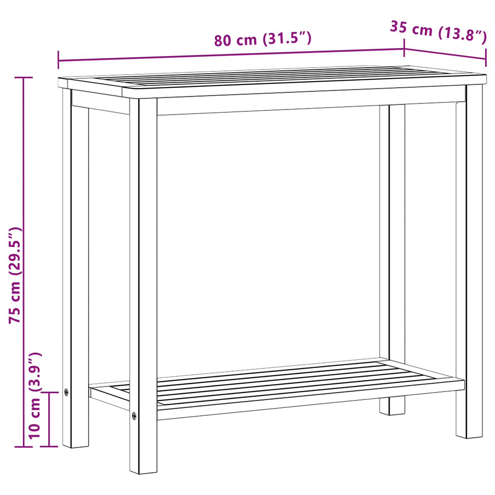 Vrtna konzola s pohranom Svijetla akacija 80 x 35 x 75 cm