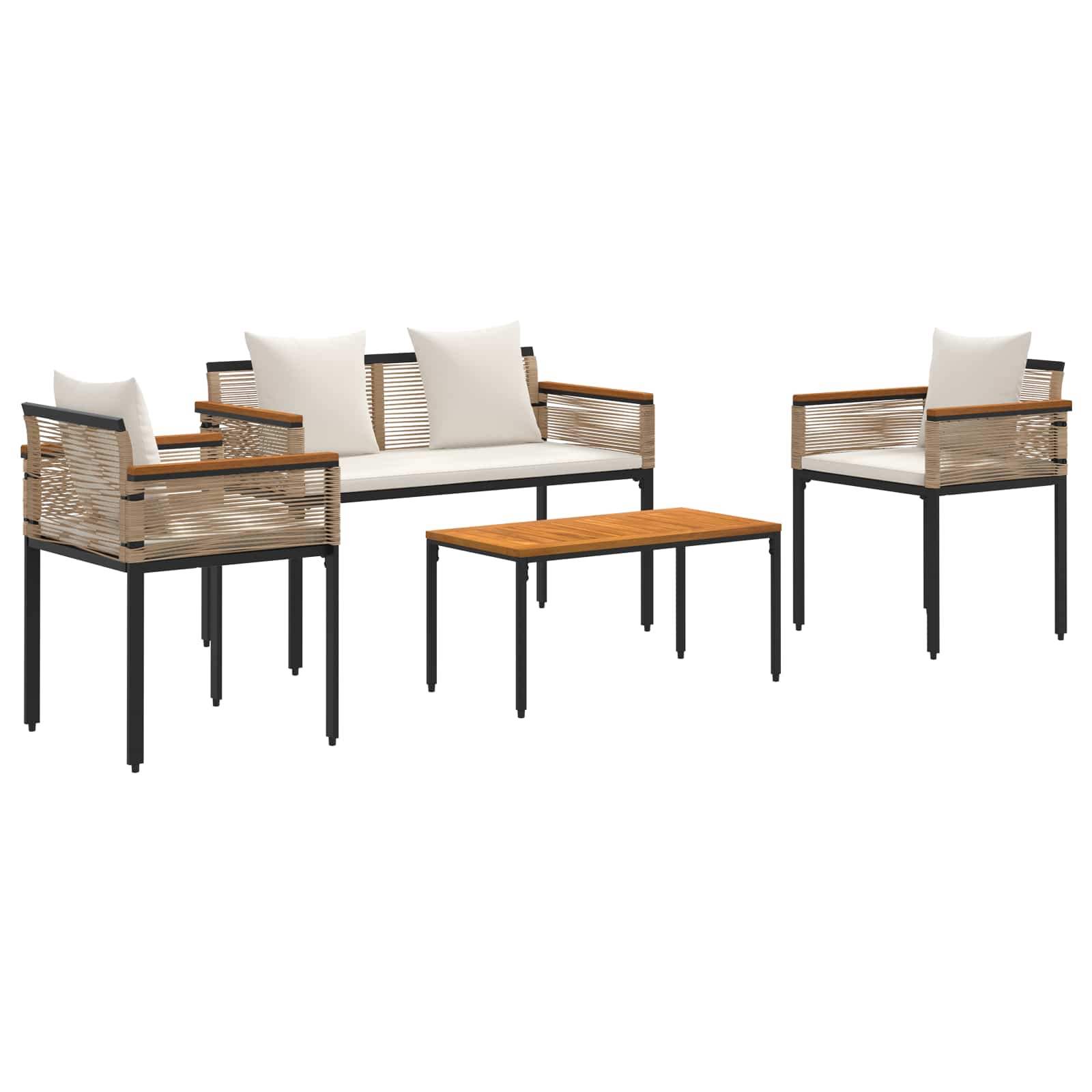Set vanjskog namještaja s jastukom Bež i krem bijela poliratan
