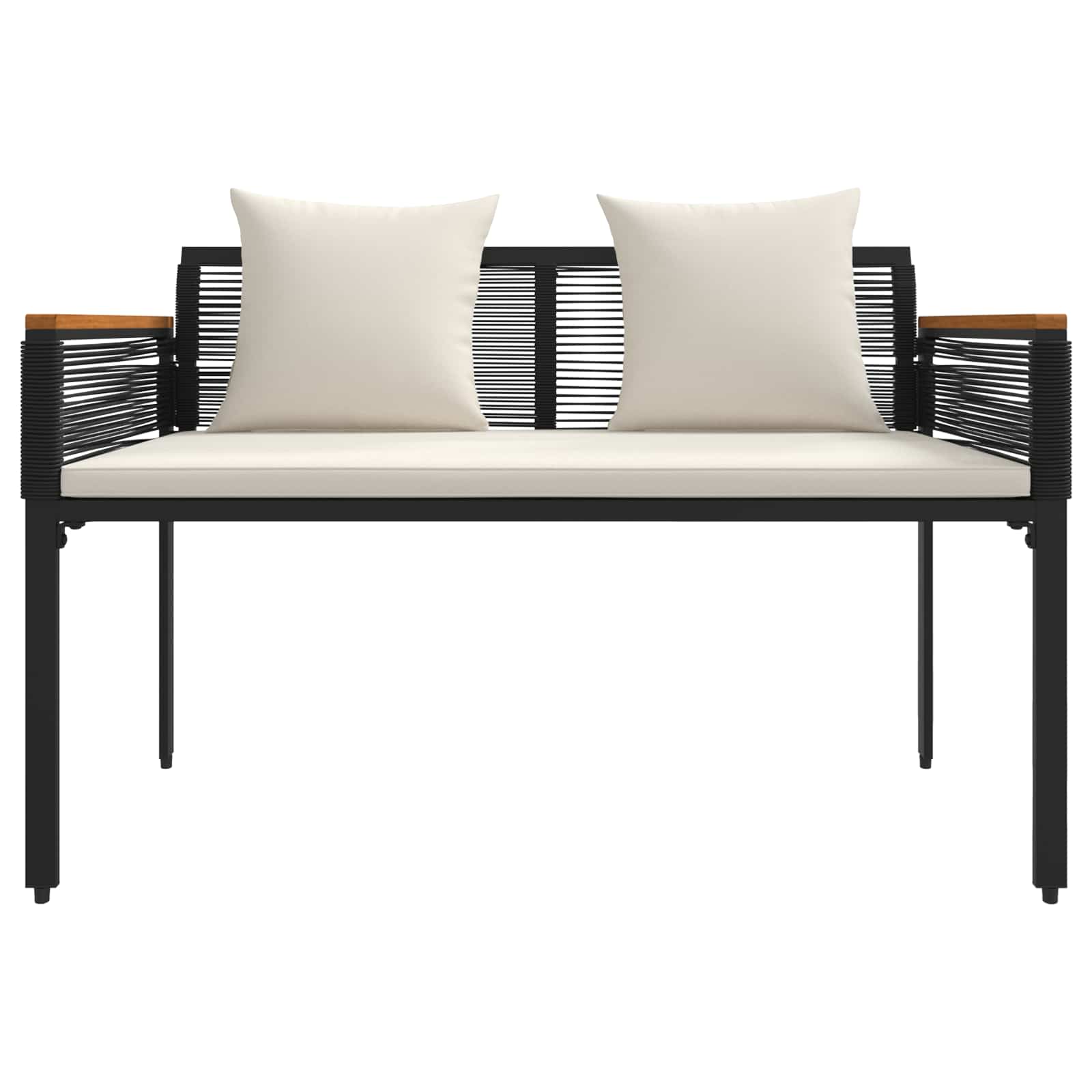 Vanjska klupa Crna i krem-bijela 117 x 54 x 74.5 cm poliratan
